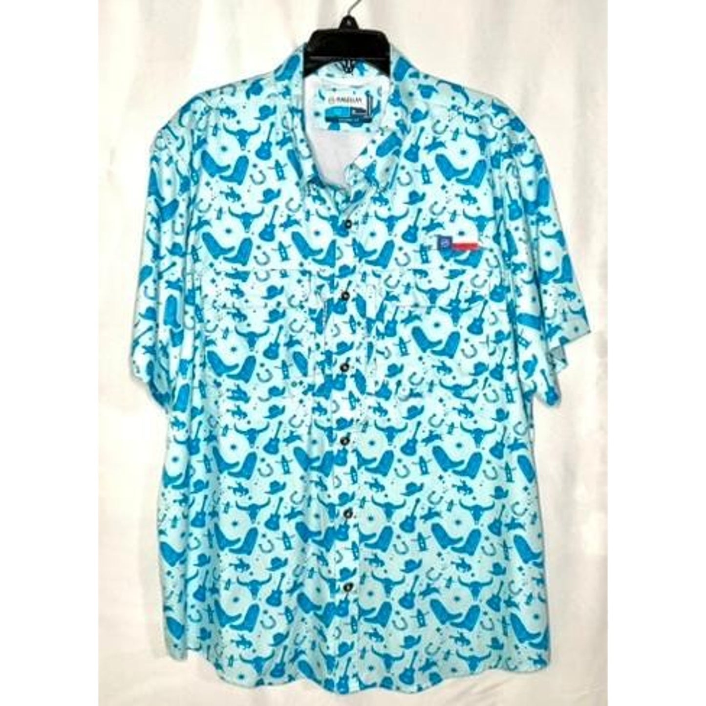 Magellan Outdoors Texas Fish Gear Shirt Mens XL Blue Western Cowboy Fishing NWOT
