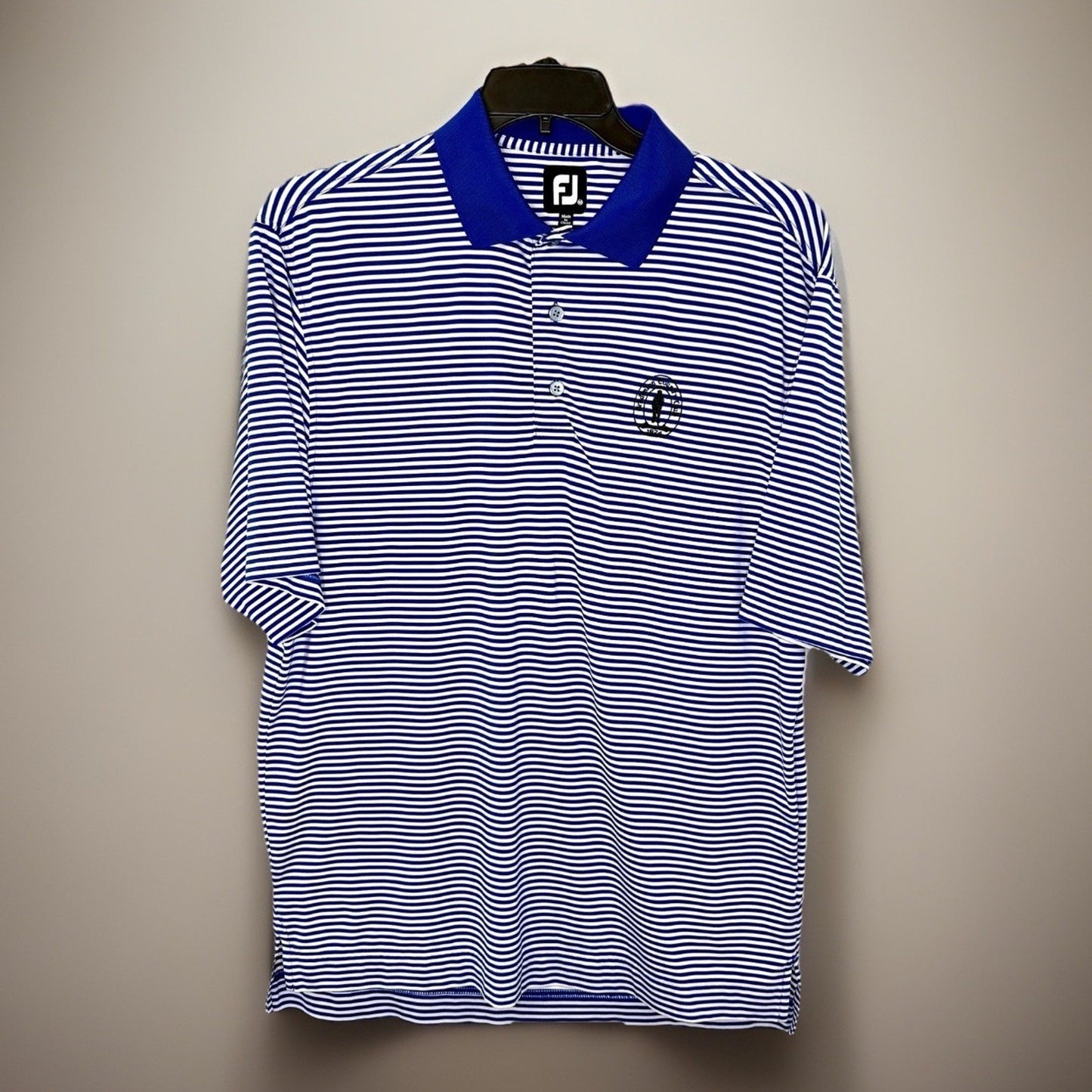 FootJoy FJ Blue & White Stripe Short Sleeve Mens Size M Golf Polo Active Shirt