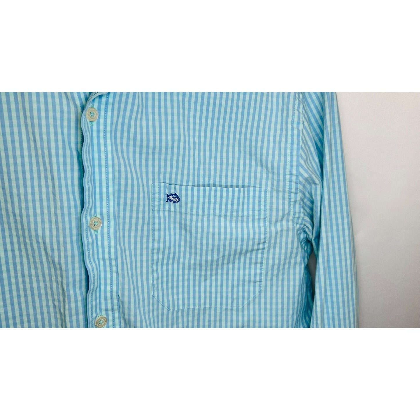 Southern Tide Camana Bay Gingham Sport Shirt - Offshore Green Mens S Stretch