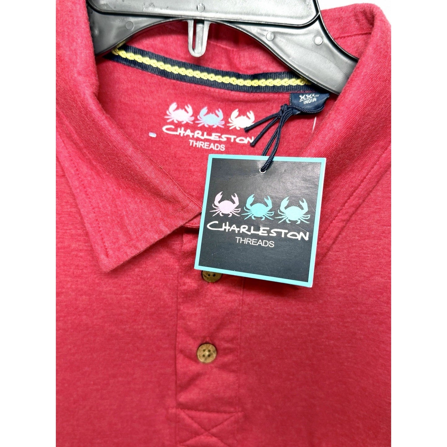 Charleston Threads Men Polo Shirt Size XXL 2XL Pink Coral Heathered NWT Pocket