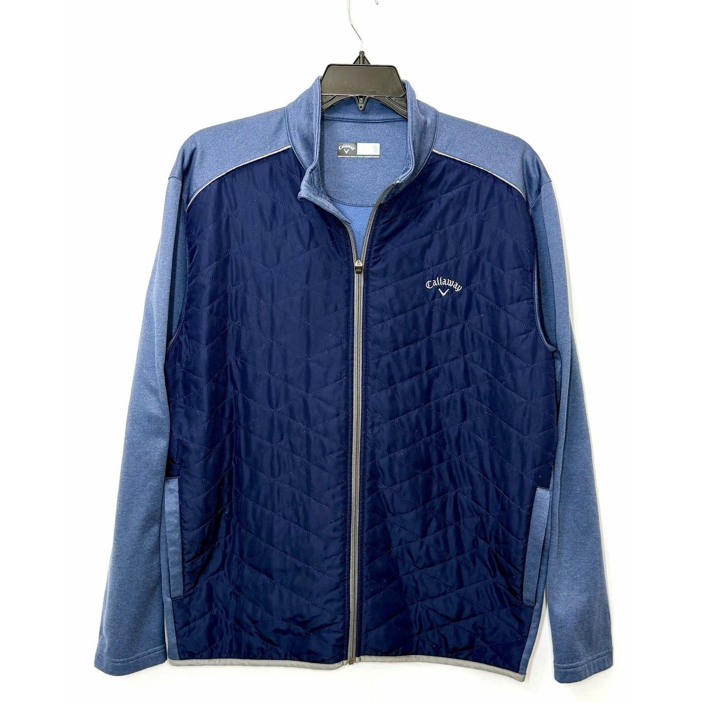 Callaway Mens Golf Jacket Front Quilted Full Zip Long Sleeve, Blue, Sz XL