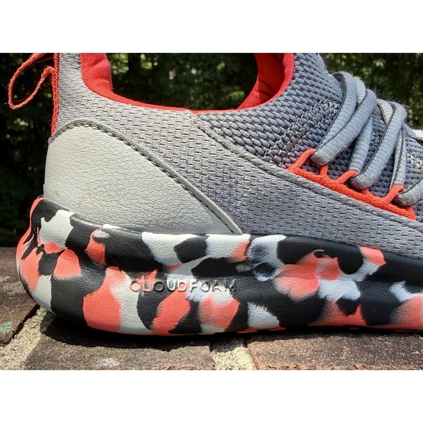adidas Lite Racer Adapt 7.0 Kids Size 2 Grey Solar Red Slip On Sneakers IE8703