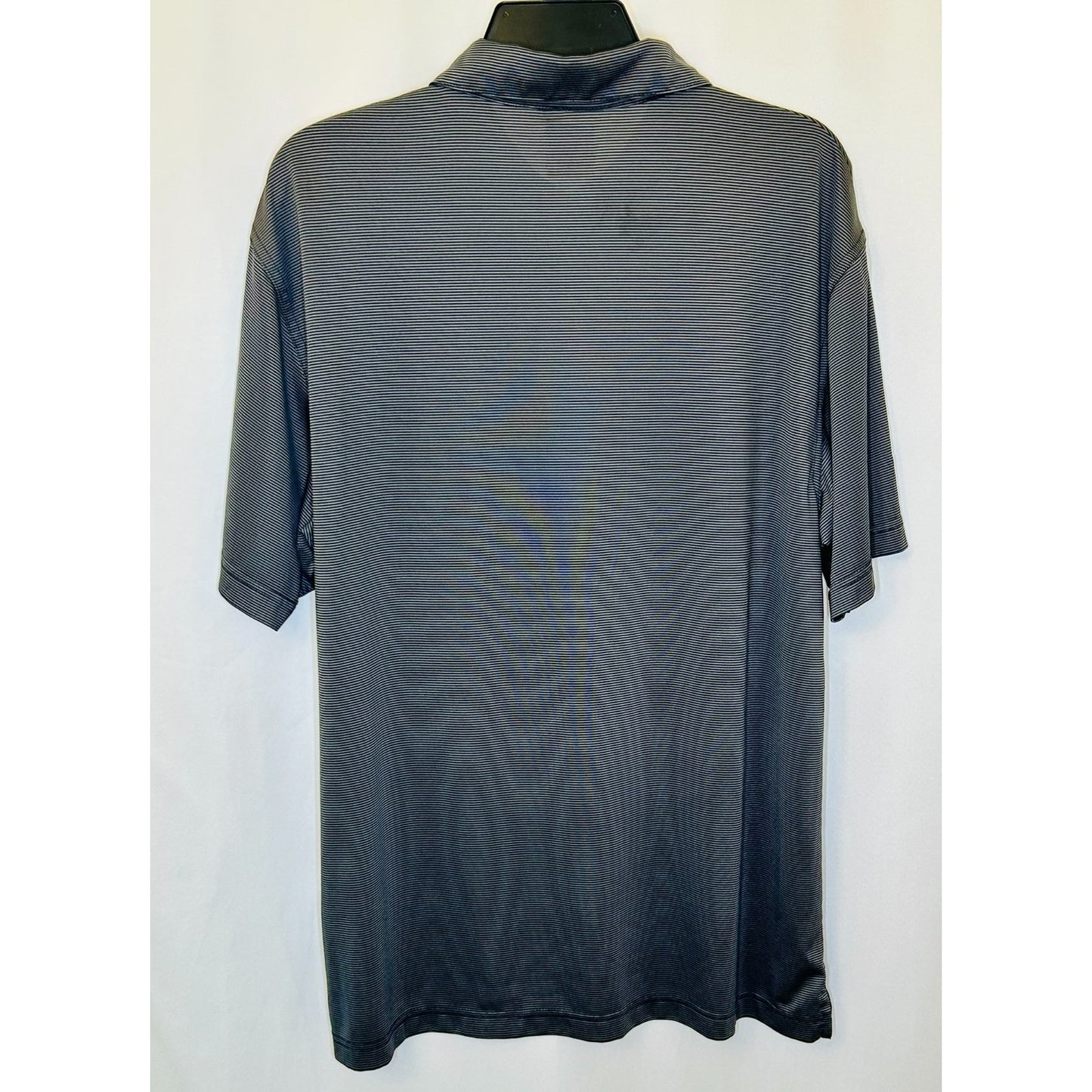 Callaway Polo Shirt Men Large Performance Polyester Stretch Black Silver Striped