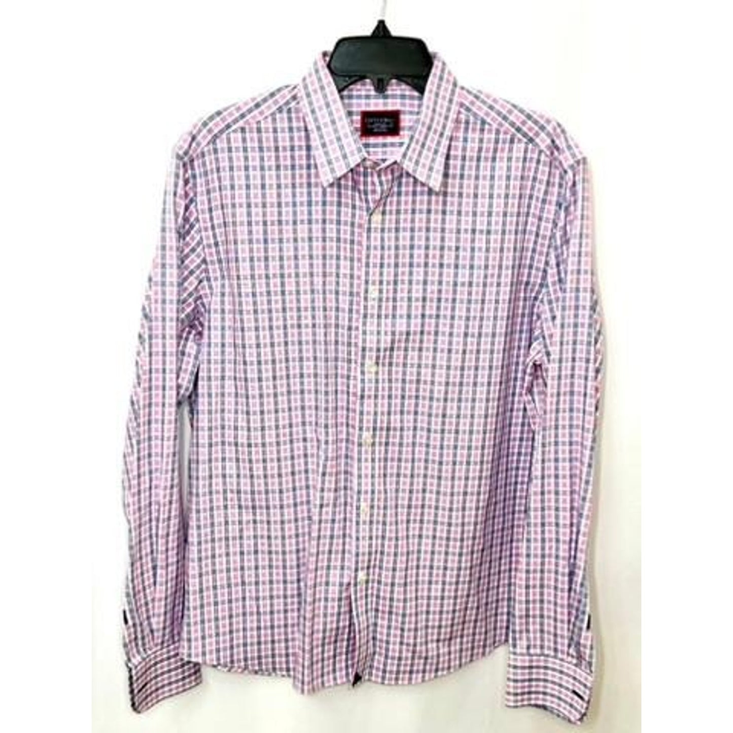 UNTUCKit Dolcetto WF Shirt Mens Medium Pink Blue Plaid Wrinkle Free Cotton L/S