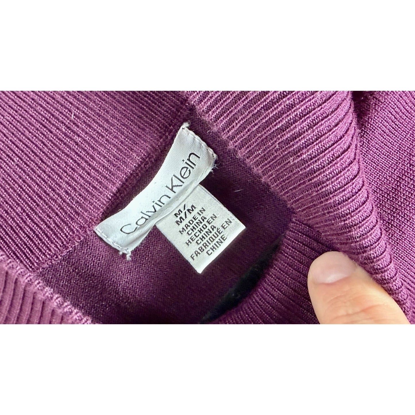 Calvin Klein Womens Plum Knit Pullover Sweater Medium Mock Neck Modern Classic