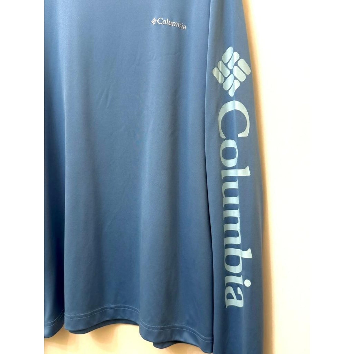 Columbia PFG Omni-Shade Long Sleeve Shirt Mens Large Blue Fishing Sun Tee