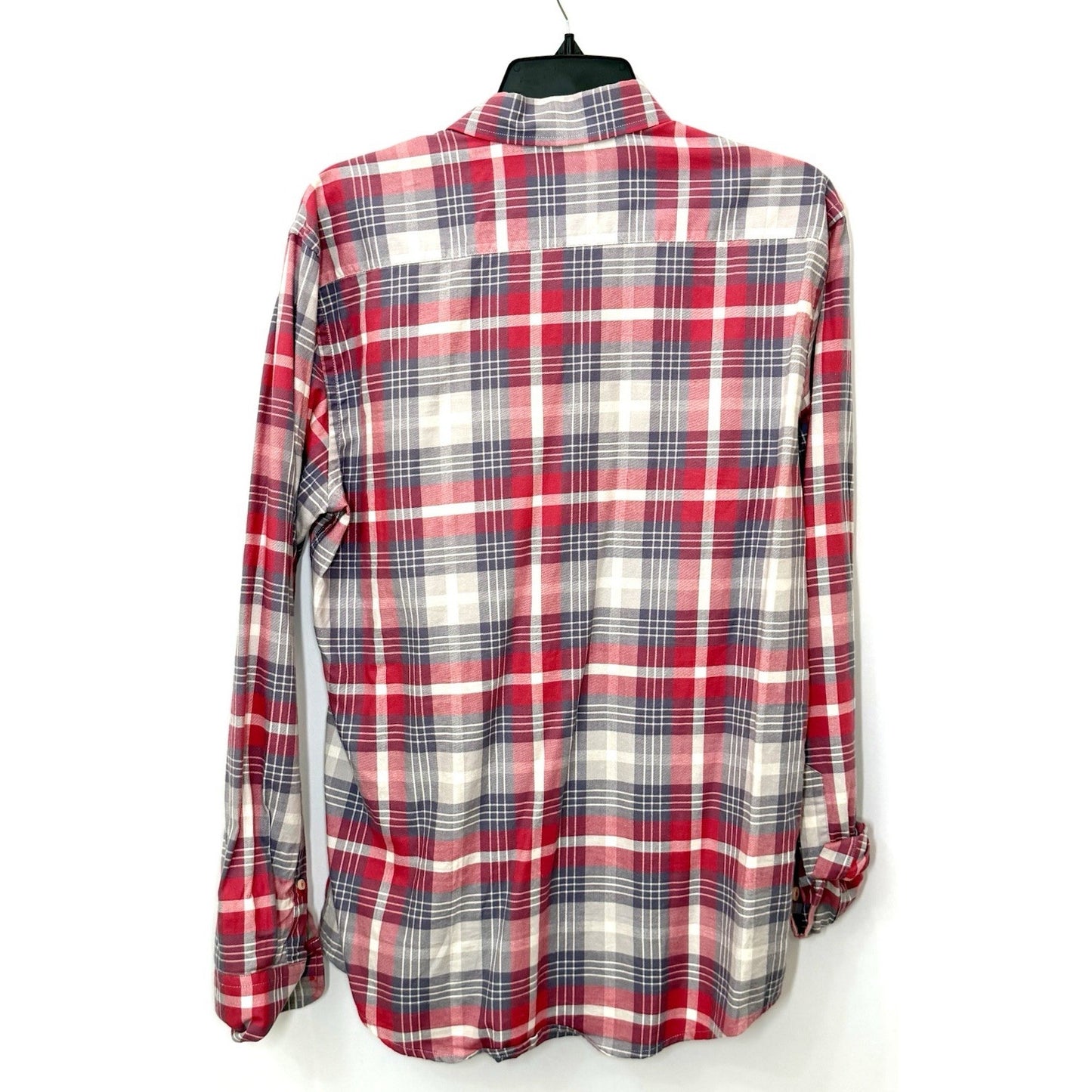 UNTUCKit Slim Fit Shirt Mens Large Button Up Red Plaid Long Sleeve Cotton