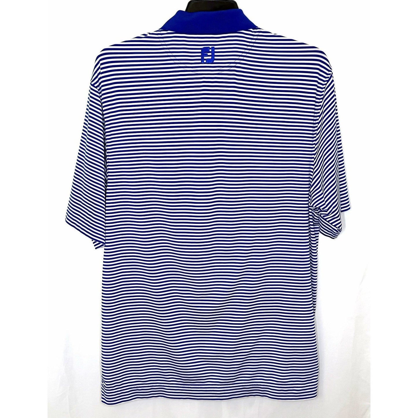 FootJoy FJ Blue & White Stripe Short Sleeve Mens Size M Golf Polo Active Shirt