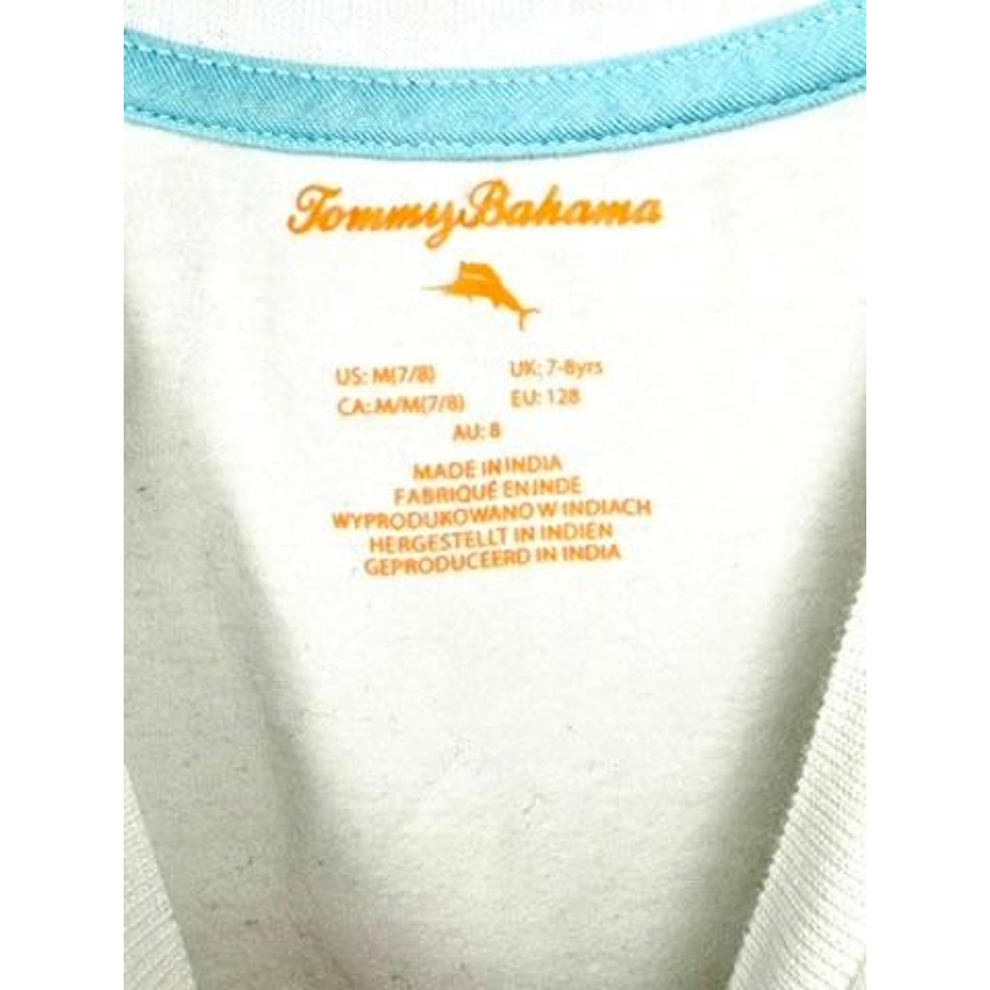 Tommy Bahama Boys Peace Sign Graphic T-Shirt White Size M 7-8 Cotton Blend