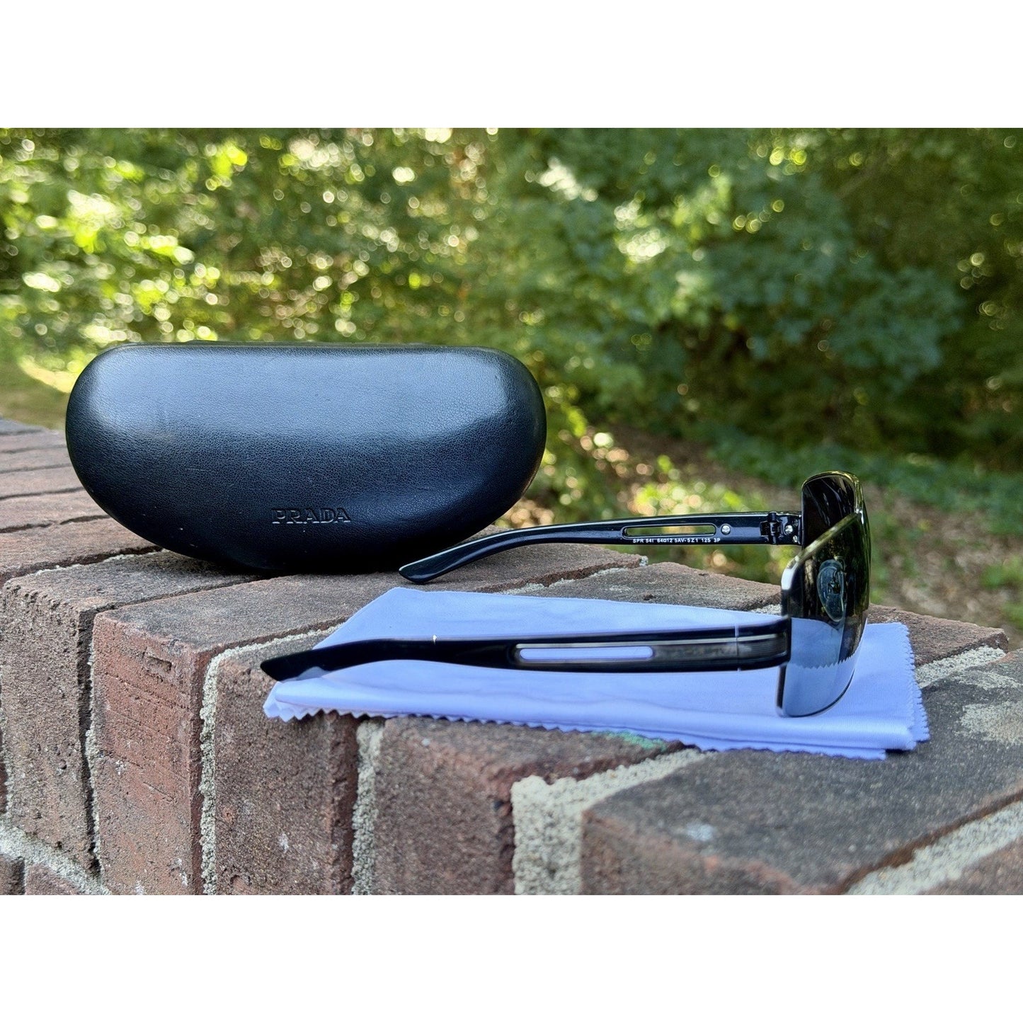 PRADA SPR 54I Sunglasses Polarized Silver Metal Blue Lens 64 12 125 With COA
