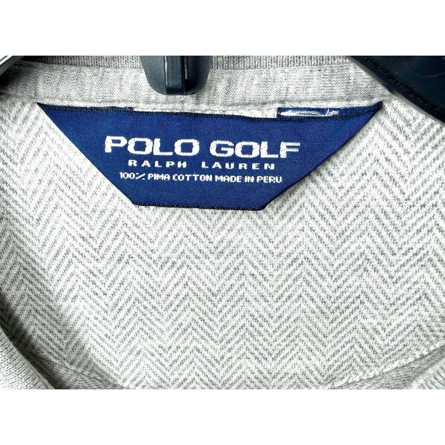 Polo Golf Ralph Lauren Pima Cotton Polo Shirt Men L Gray Herringbone Knit Luxury