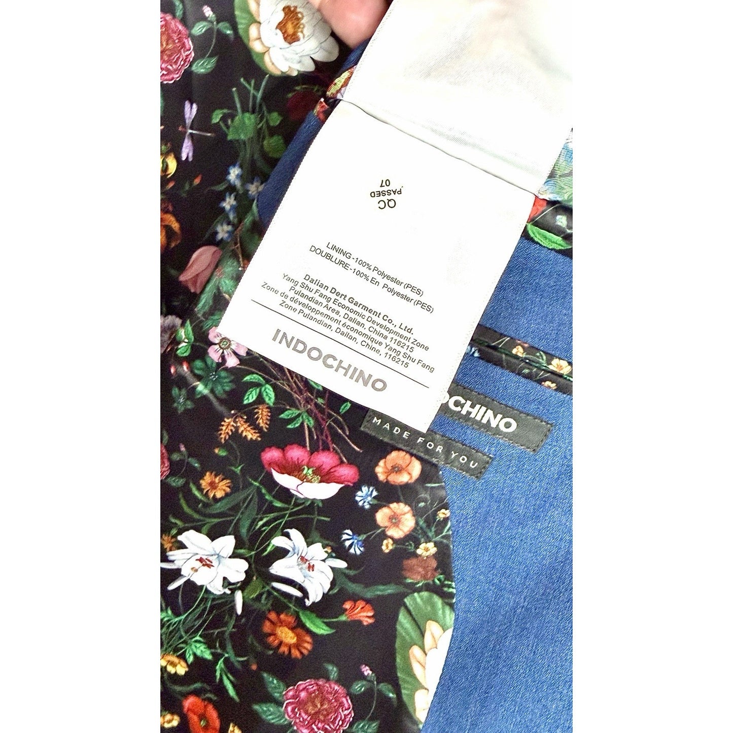 NWT Indochino Custom Blue/Floral Men Sport Coat Blazer Jacket Wool/Silk Size 46R