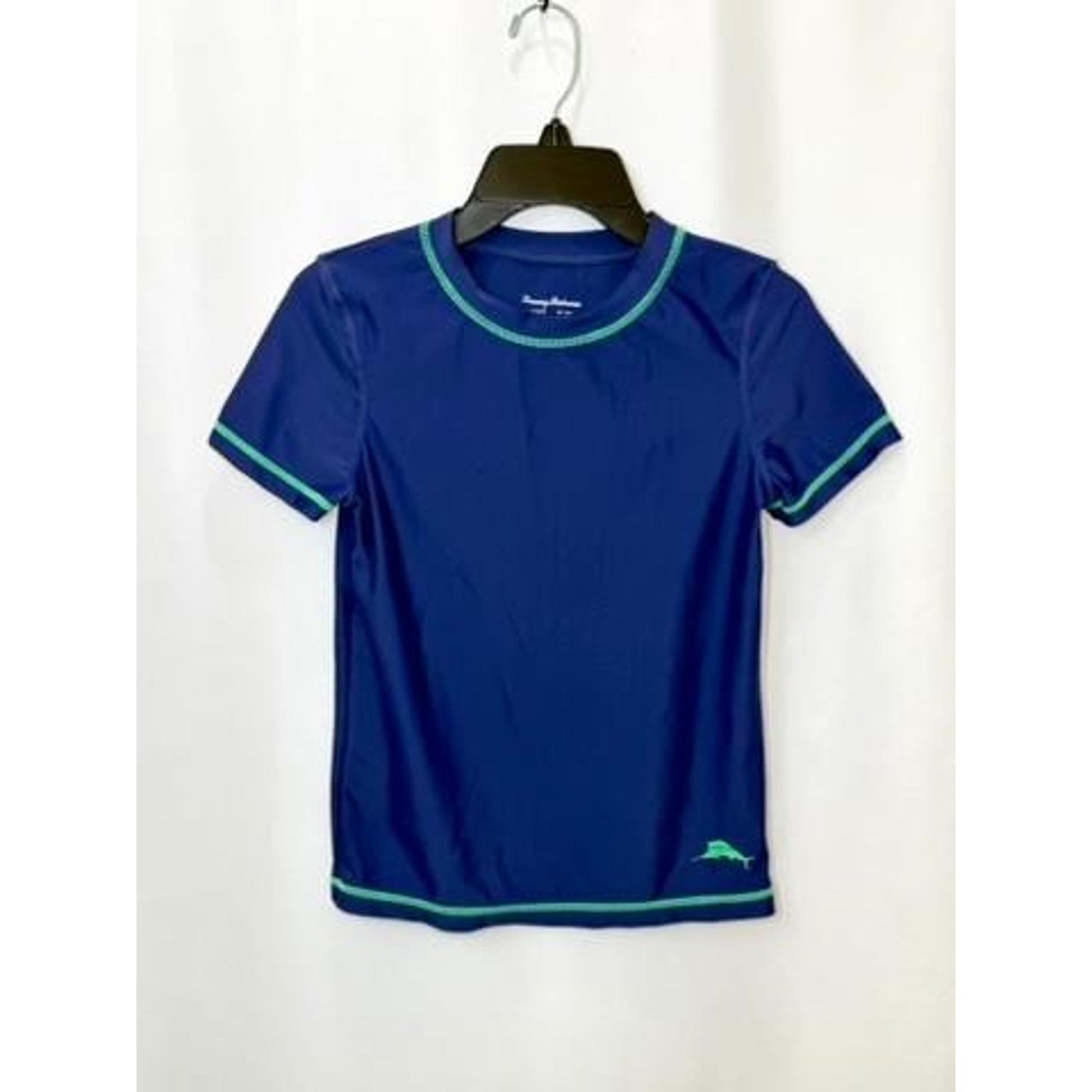 Tommy Bahama Boys Rash Guard Swim Shirt Size M 7/8 Blue Green Marlin Logo