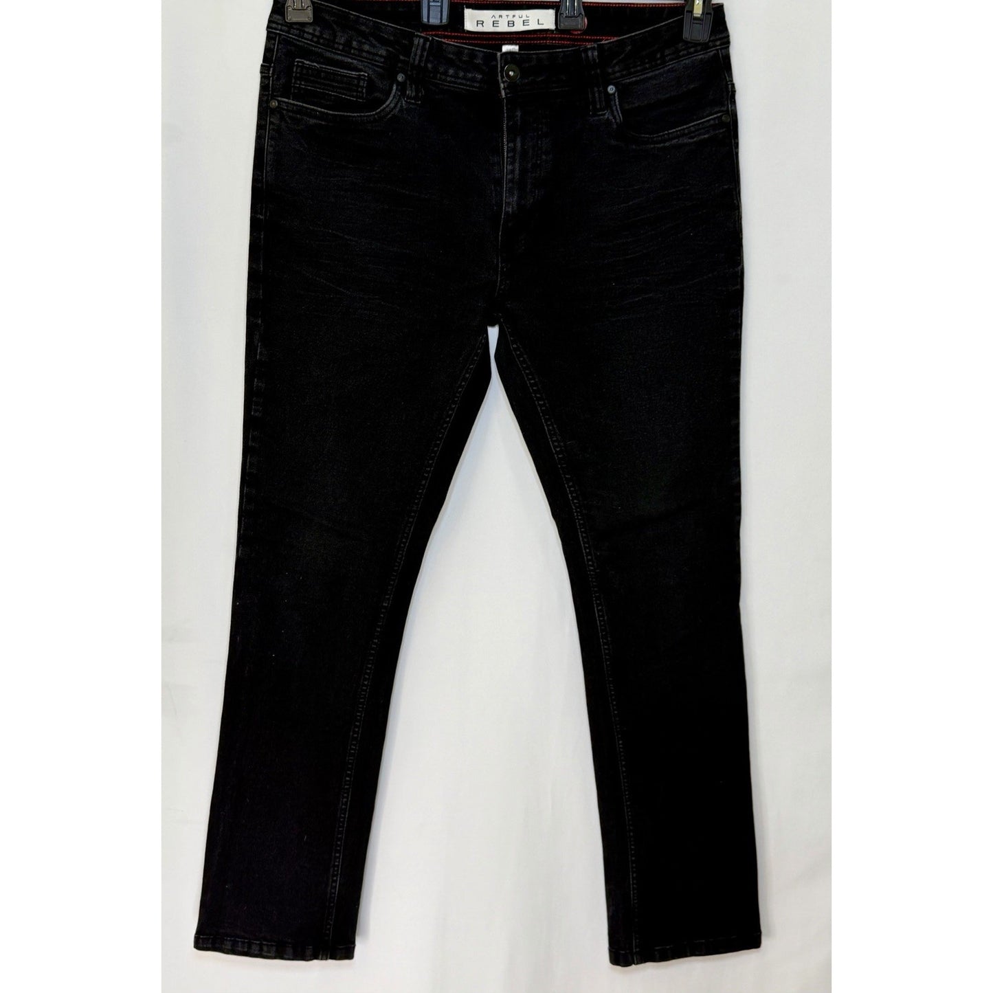 Artful Rebel Jeans Mens 34x32 Black Jax Slim Fit Straight Leg Stretch NWOT