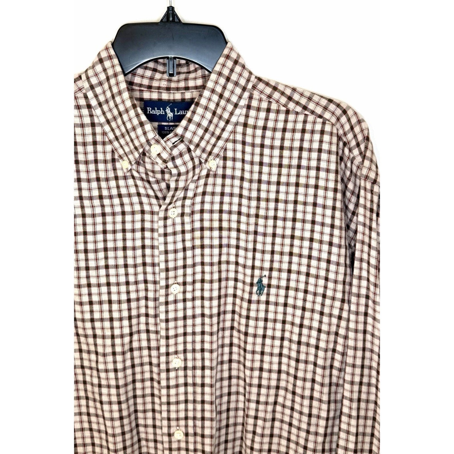 Polo Ralph Lauren Shirt Men Large Button Down Check Shepherds Gingham Blake