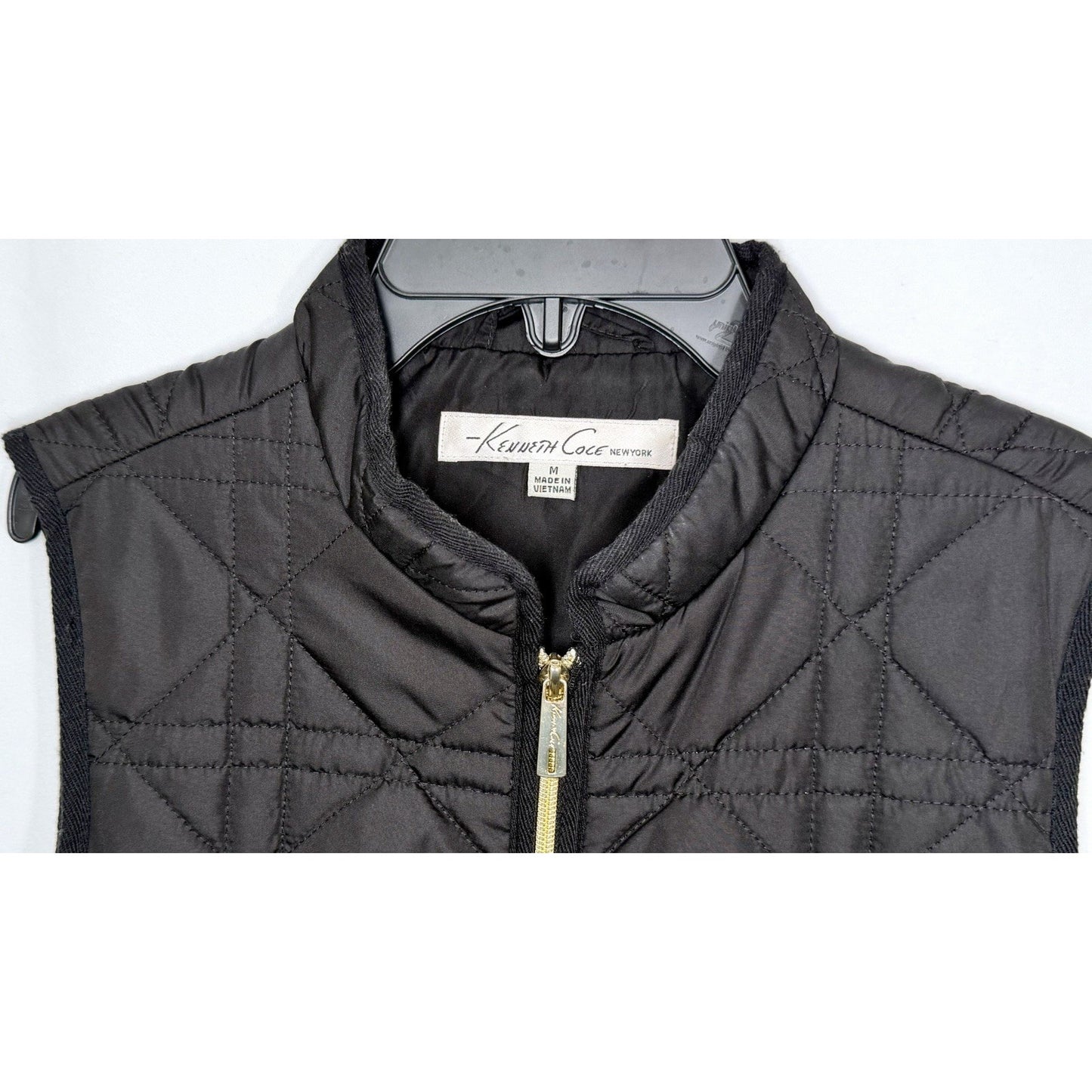 Kenneth Cole NY Quilted Black Down Puff Puffer Vest Medium Excellent See Pics!!!