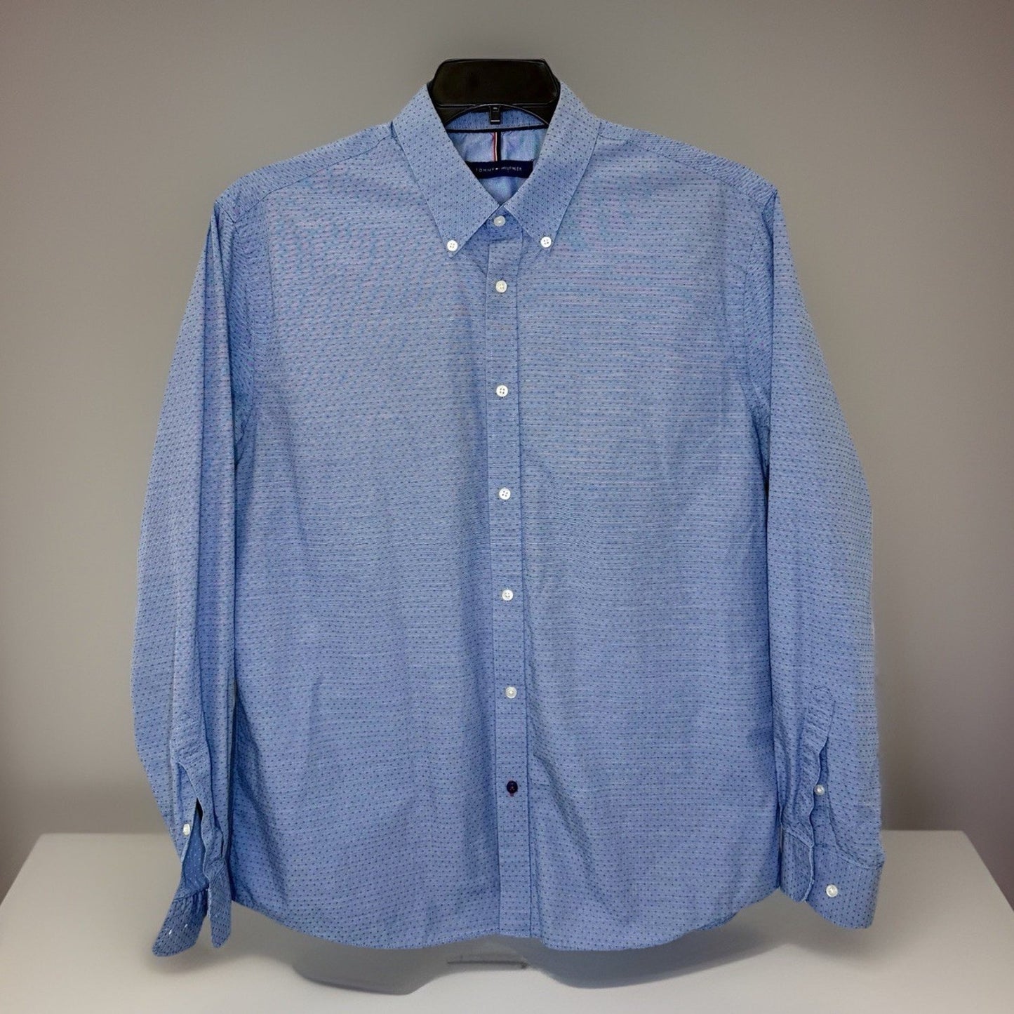 Men's Tommy Hilfiger Button Down Shirt size 17 Slim Fit 32/33 Long Sleeve Blue