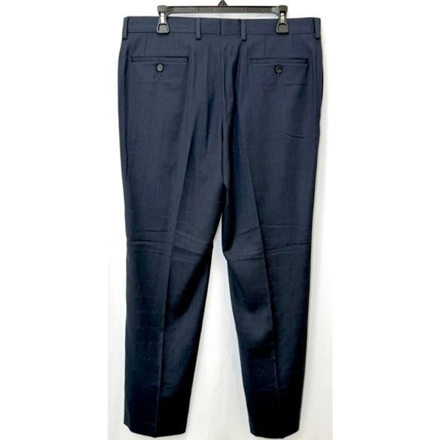 Ralph Lauren Dress Pants Mens 34x30 Navy Blue Plaid Stretch Flat Front Trousers