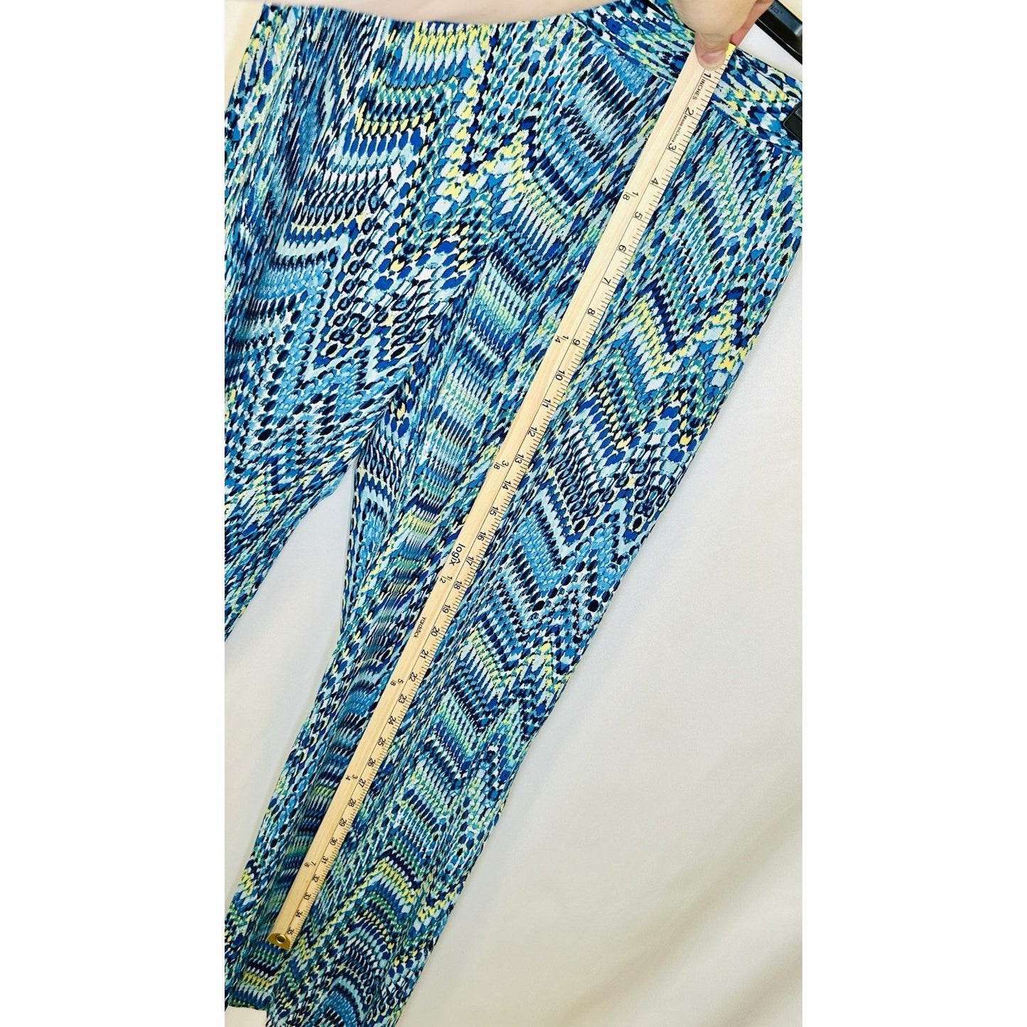 Counterparts Stretchy Pants Blue Size M Geo Design Pull On Casual Work Wide Leg