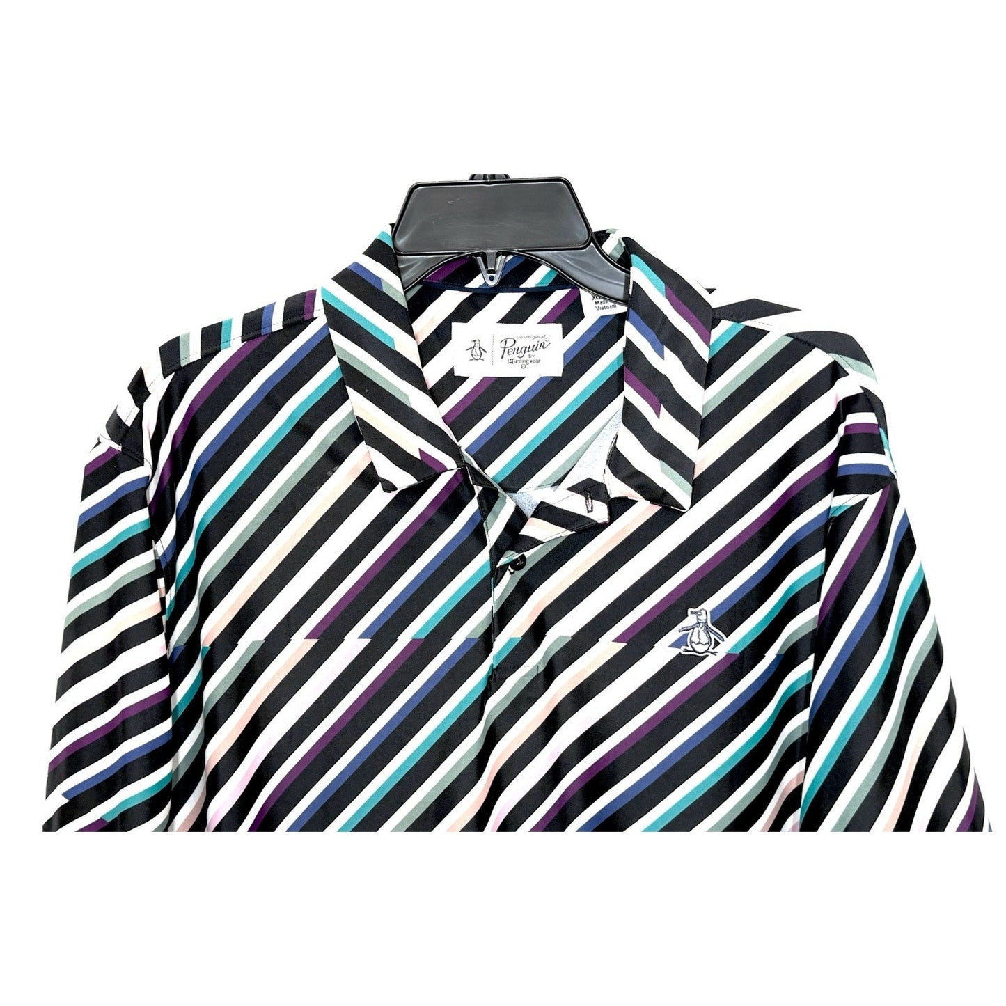 PENGUIN Men's Polo Shirt XL by Munsingwear Performance Stretch Golf Multi Strip