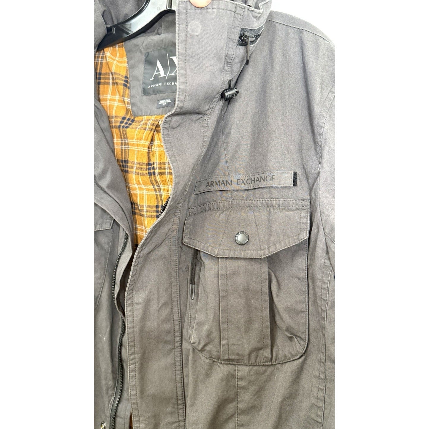 ARMANI EXCHANGE A/X Hidden Hood Dark Gray Jacket Mens Size Large - Worn Twice