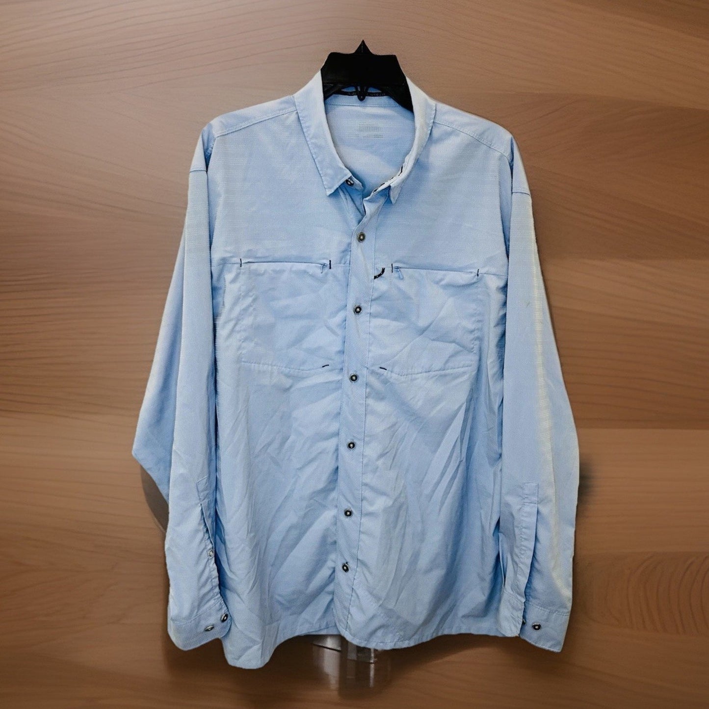 World Wide Sportsman Light Blue Long Sleeve Fisherman Button Up Shirt Men’s XL