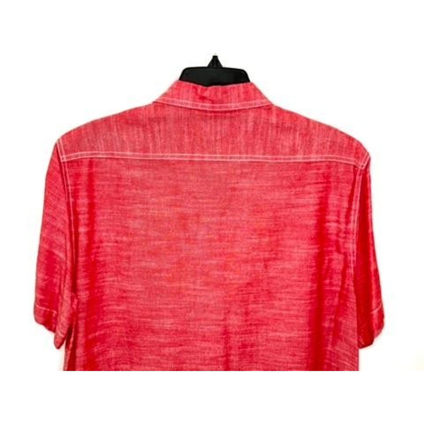 Woolrich Mens Medium Red Cotton Chambray Short Sleeve Button Up Work Shirt