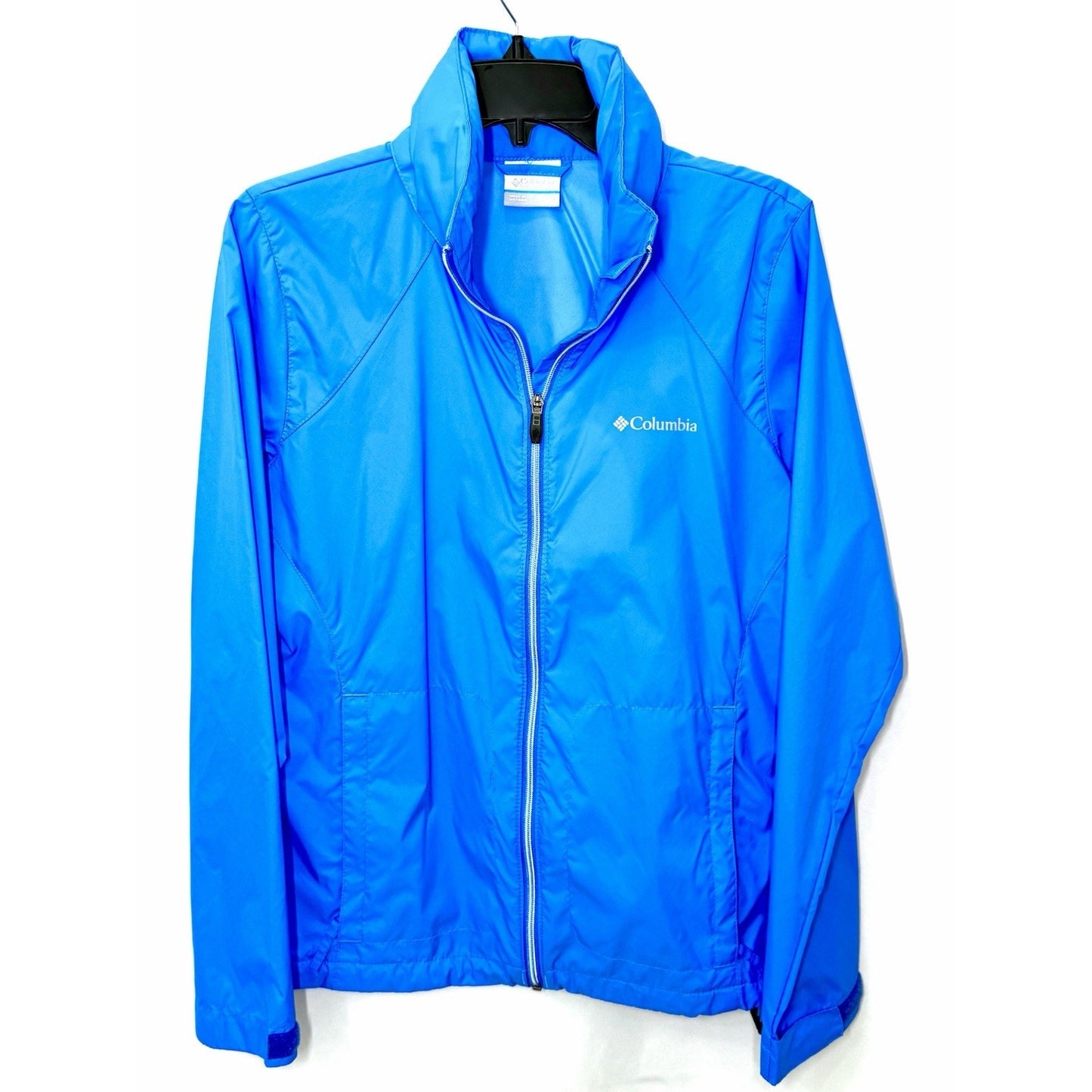 Columbia Womens Switchback III Rain Jacket Blue Sz M Packable Hooded Windbreaker