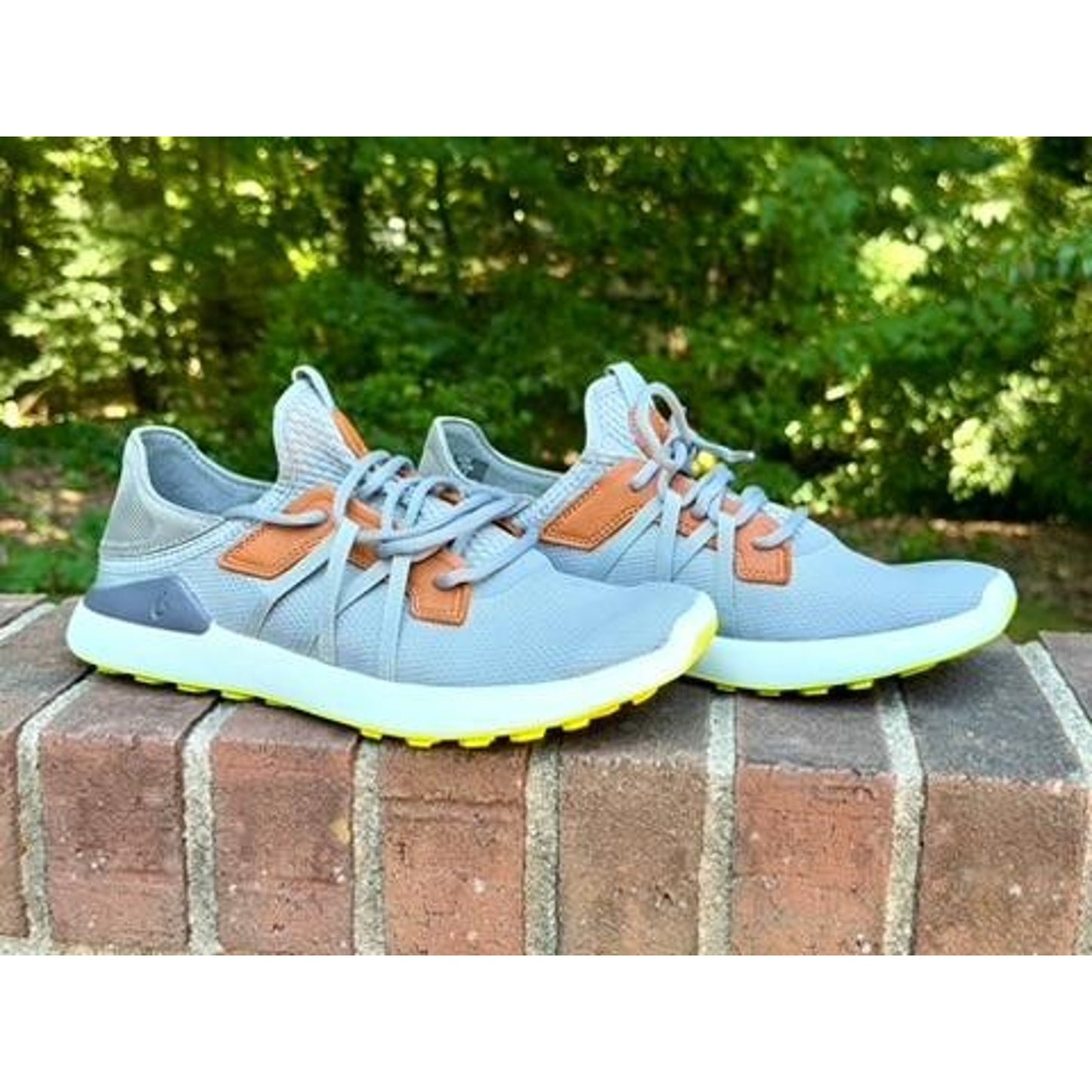 Olukai Manele Mens 8.5 Golf Shoes Grey Leather Textile Spikeless Athletic