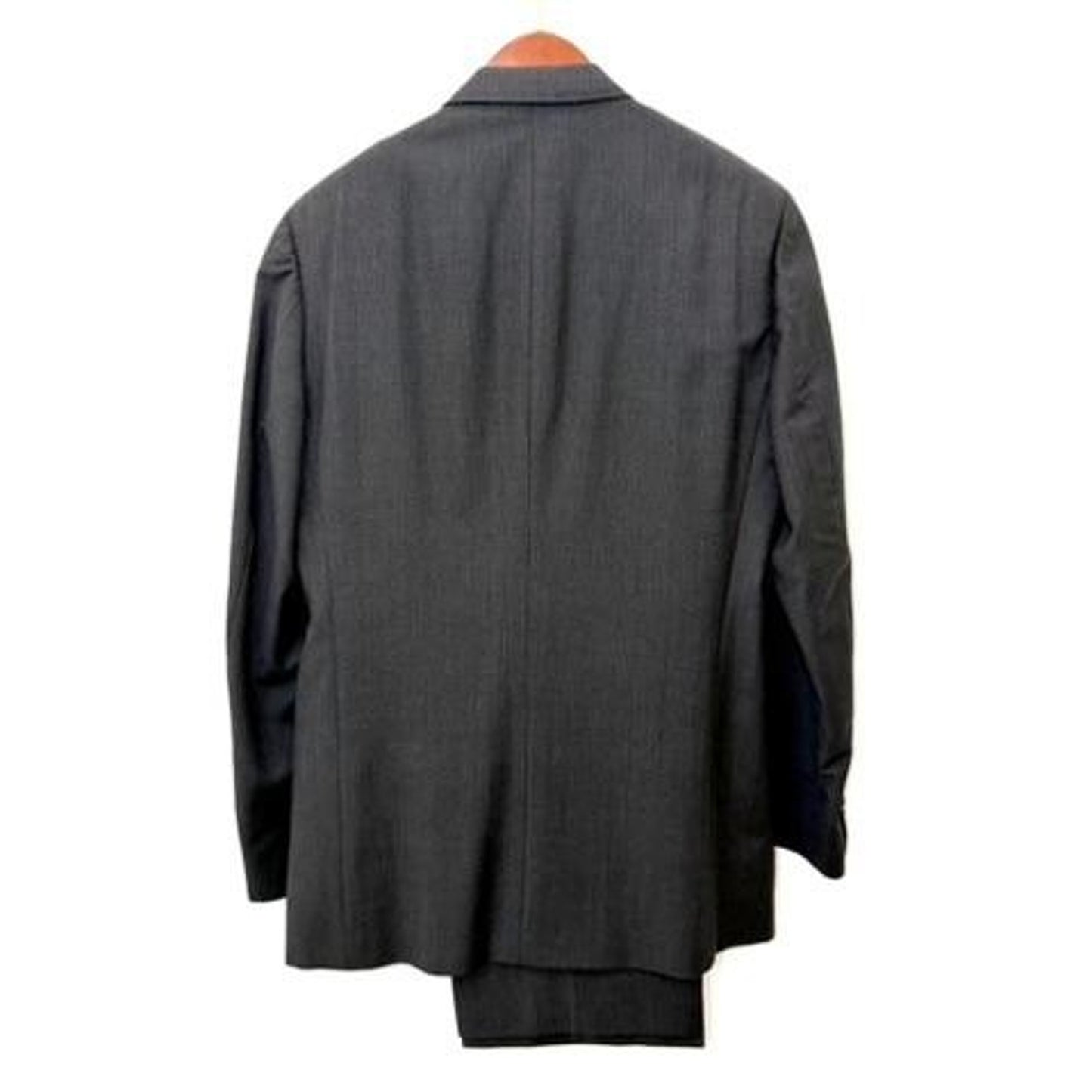Christian Dior Monsieur Suit Mens 40L Gray Wool Double Breasted Plaid Vintage