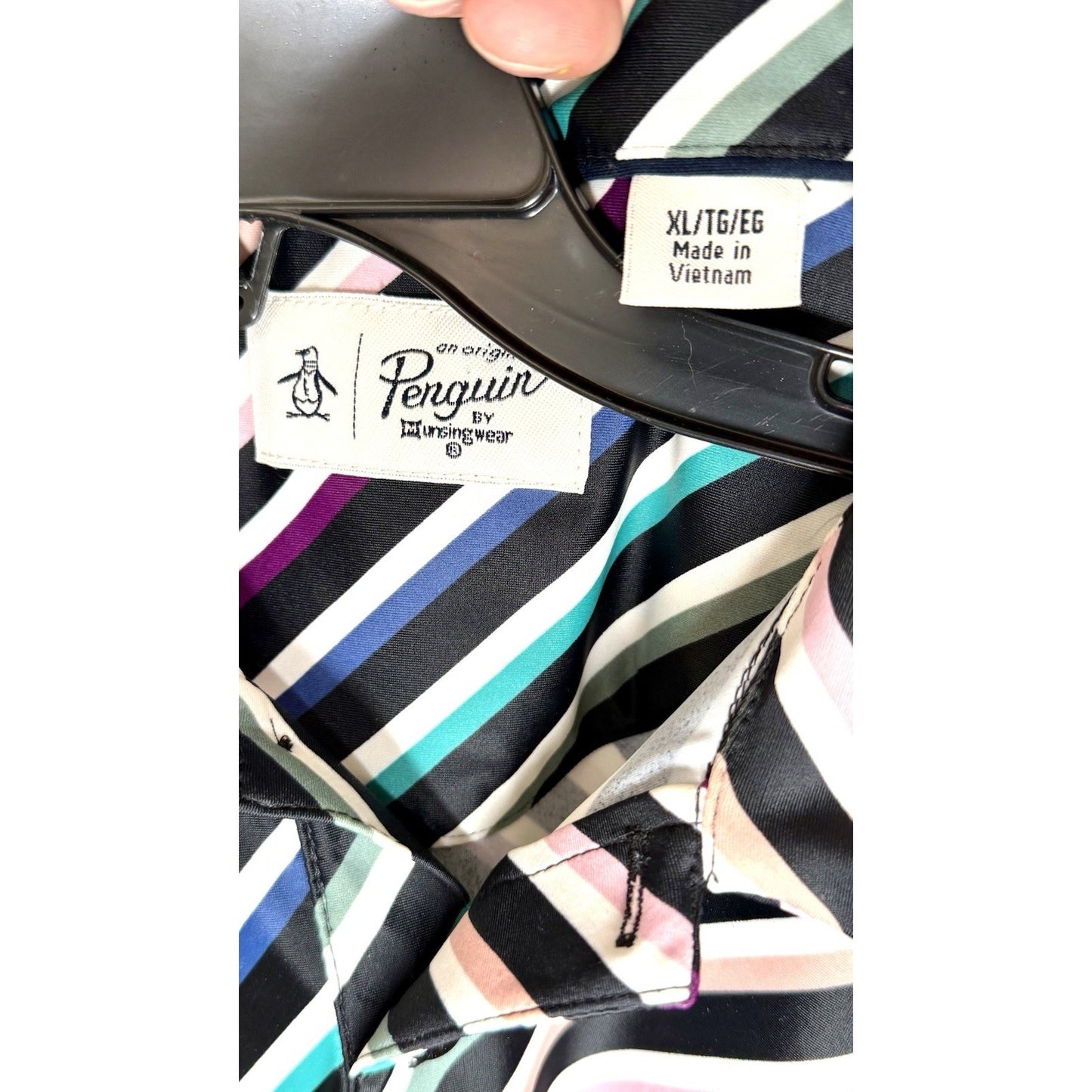 PENGUIN Men's Polo Shirt XL by Munsingwear Performance Stretch Golf Multi Strip