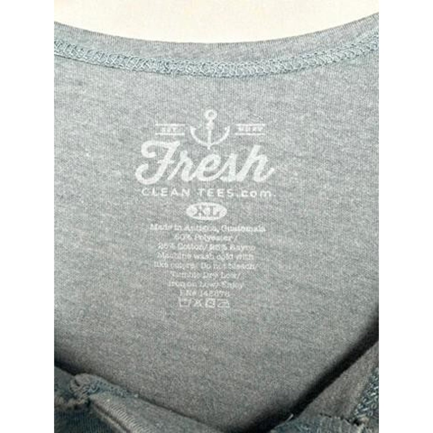 Fresh Clean Tees Henley Shirt Mens XL Blue Long Sleeve Raglan Tri-Blend