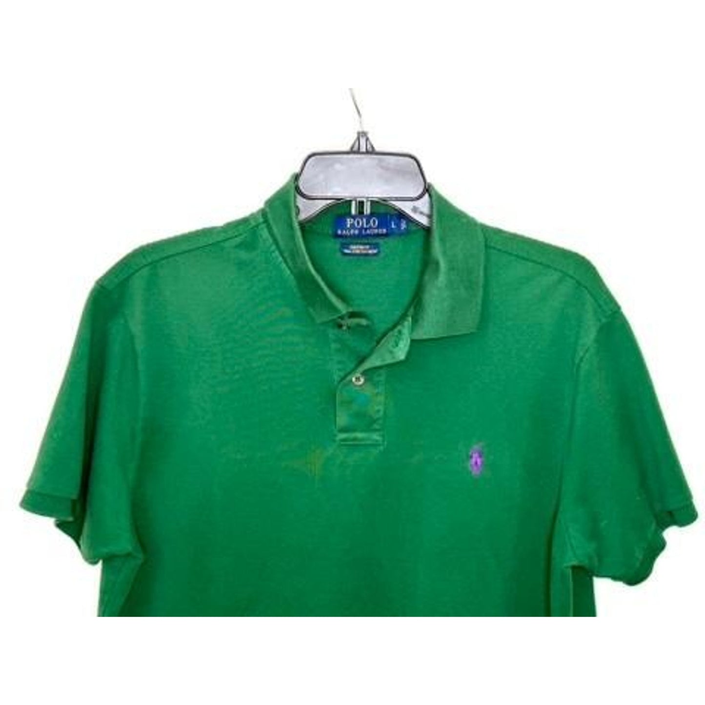 Polo Ralph Lauren Shirt Mens Large Green Custom Fit Pima Stretch Mesh Polo