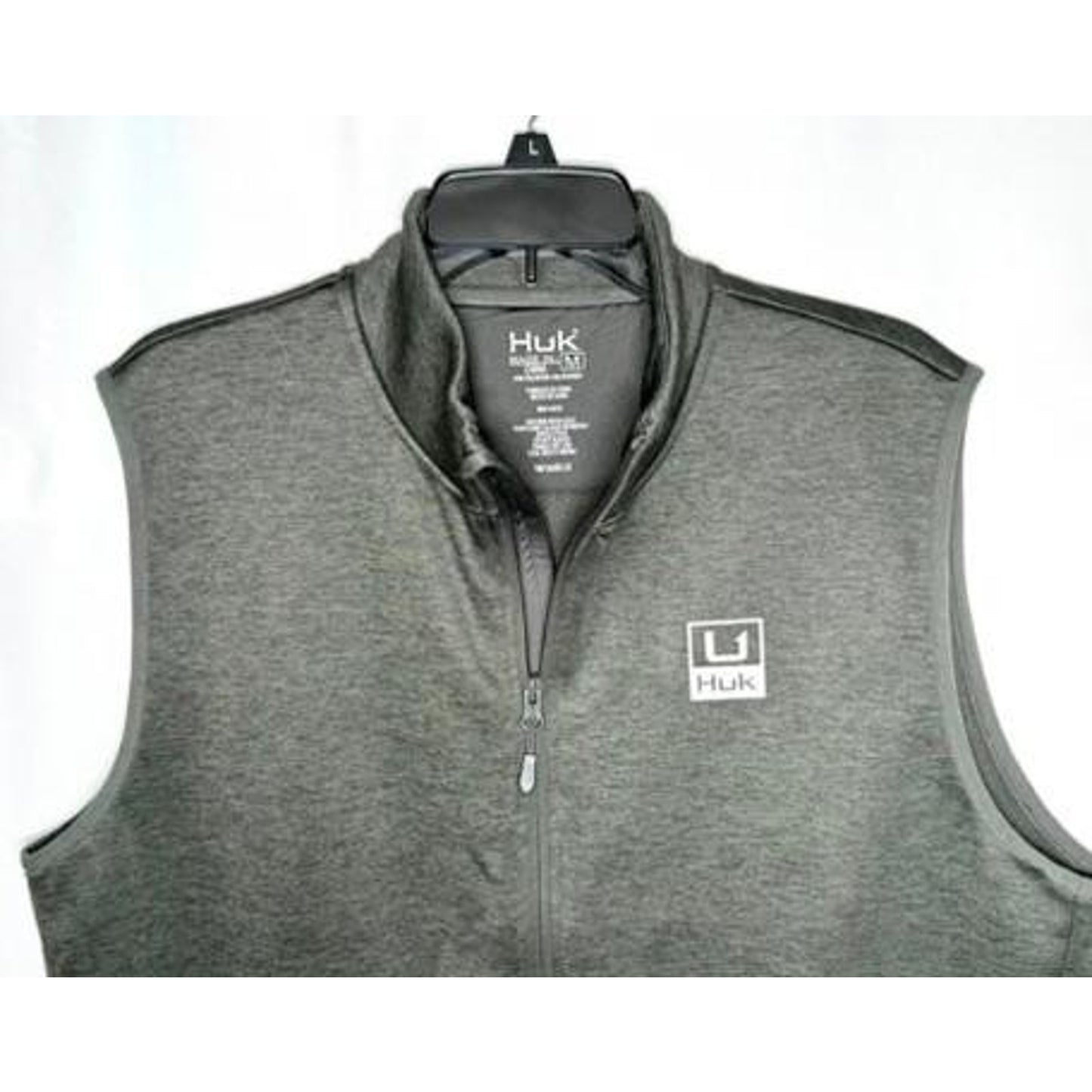 Huk Fishing Vest Mens Medium Gray Fleece Lined Full Zip Performance Gilet NWOT