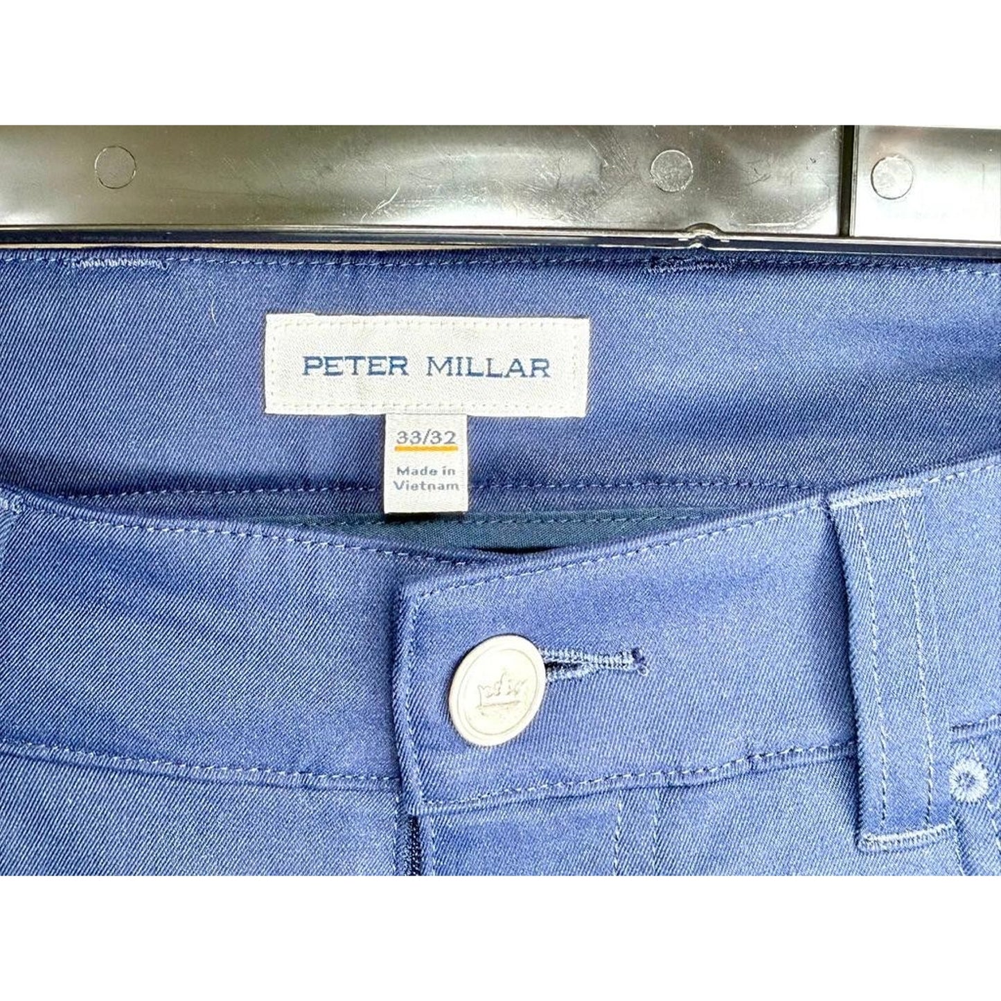 Peter Millar EB66 Classic Fit Pants Mens 33x32 Blue 5-Pocket 2-Way Stretch Golf