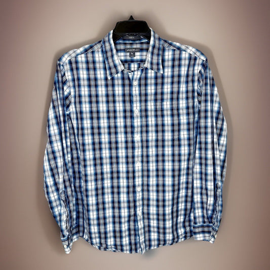 Eddie Bauer Men's Size L Classic Fit Button Down Shirt Long Sleeve Blue Plaid