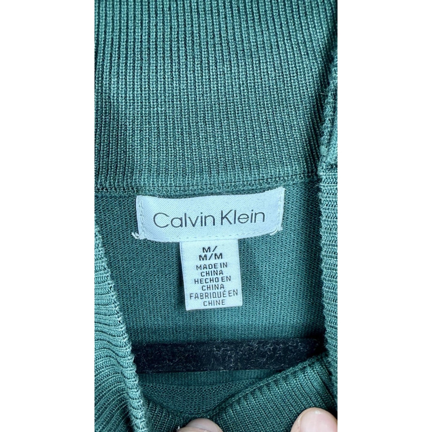 Calvin Klein Womens Turtleneck Dark Green Sweater Long sleeve M Gold Buttons
