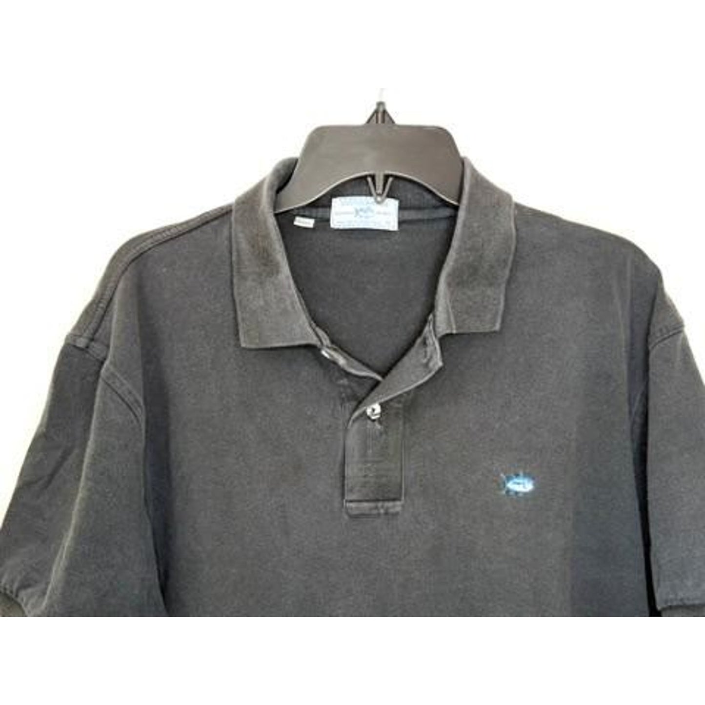 Southern Tide Skipjack Polo Shirt Mens Large Black Short Sleeve Cotton Spandex