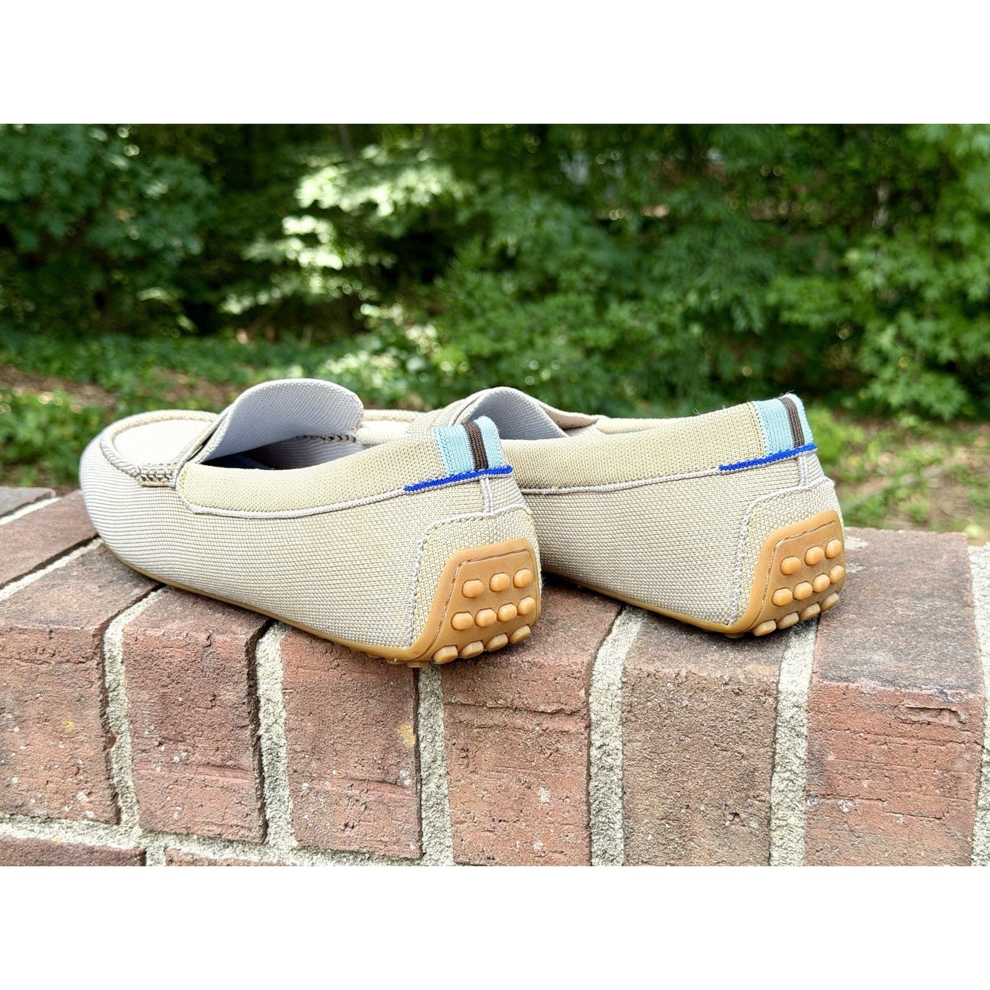 Rothy's The Driving Loafer Mens 12.5 Barley Beige Slip On Knit Shoes Worn Once