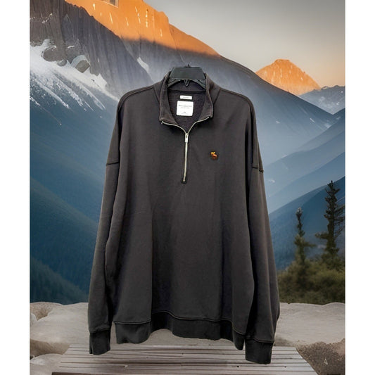 Abercrombie & Fitch Men's XXL Black Essential Half Zip Sweatshirt Moose Logo XL