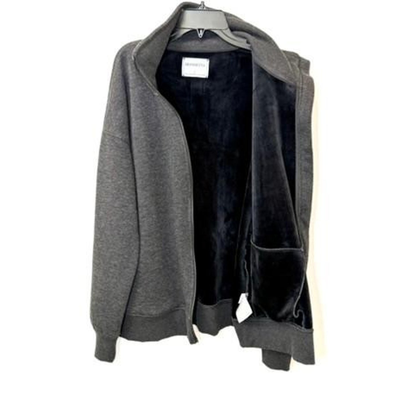 Mondetta Womens Full Zip Jacket Large Gray Plush Fleece Lined Mock Neck