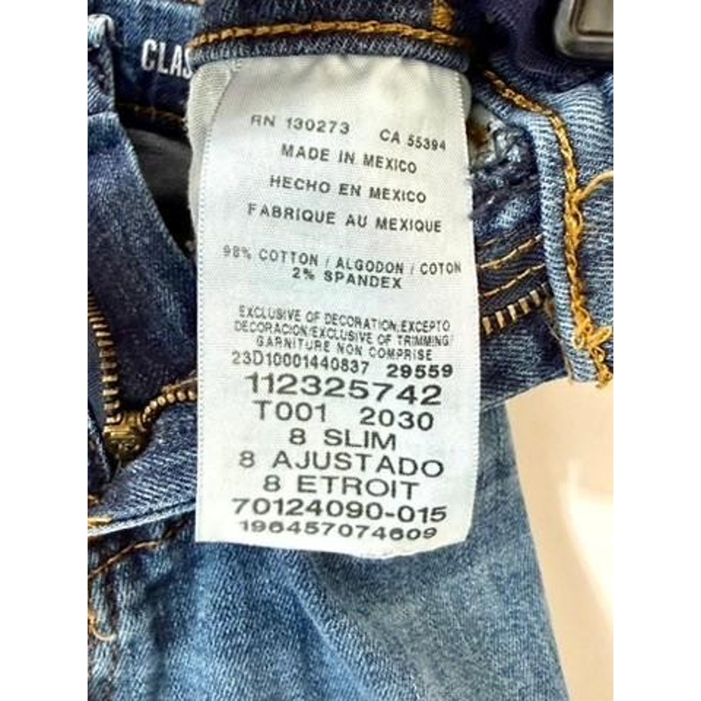 Wrangler Boys Jeans Size 8 Slim Classic Straight Leg Blue Denim Stretch Pants