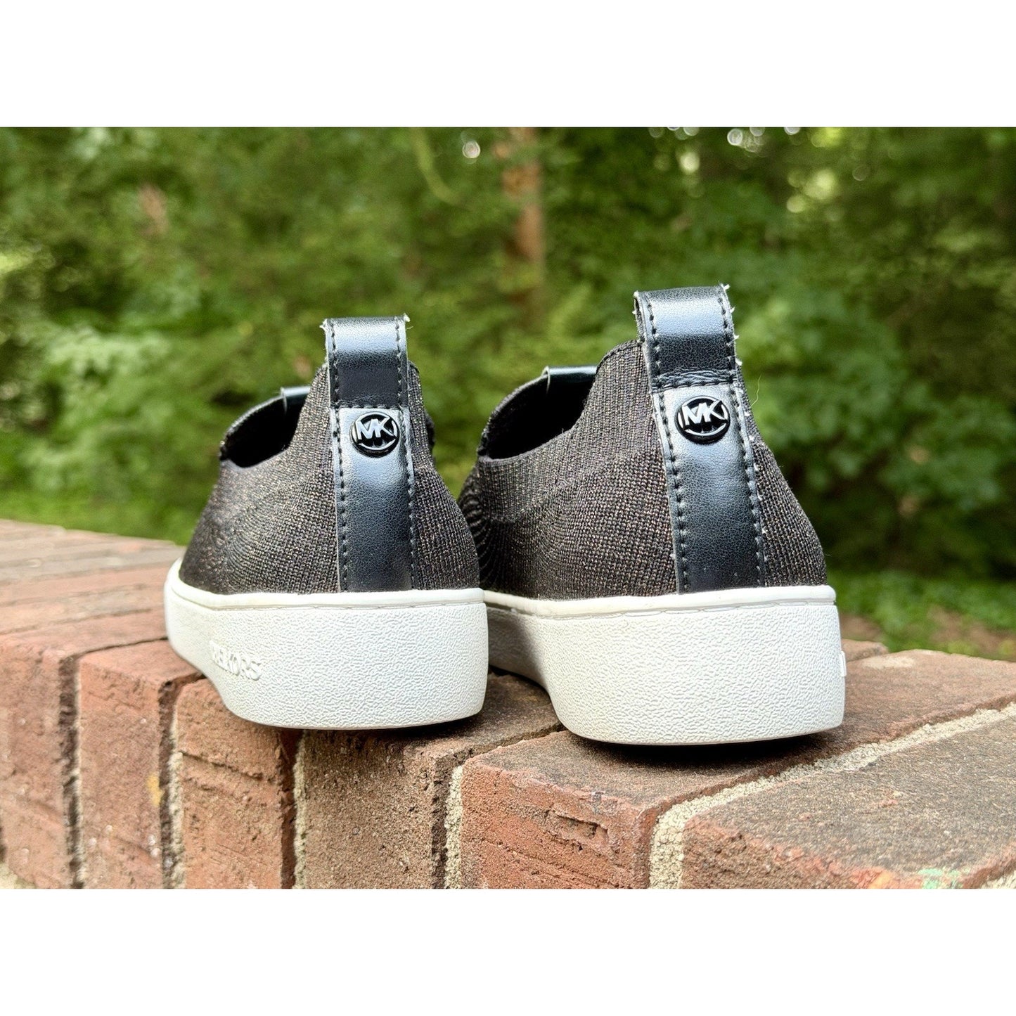 MICHAEL KORS Juno Knit Slip On Sneakers Black Bronze Metallic Women’s Size 7 M