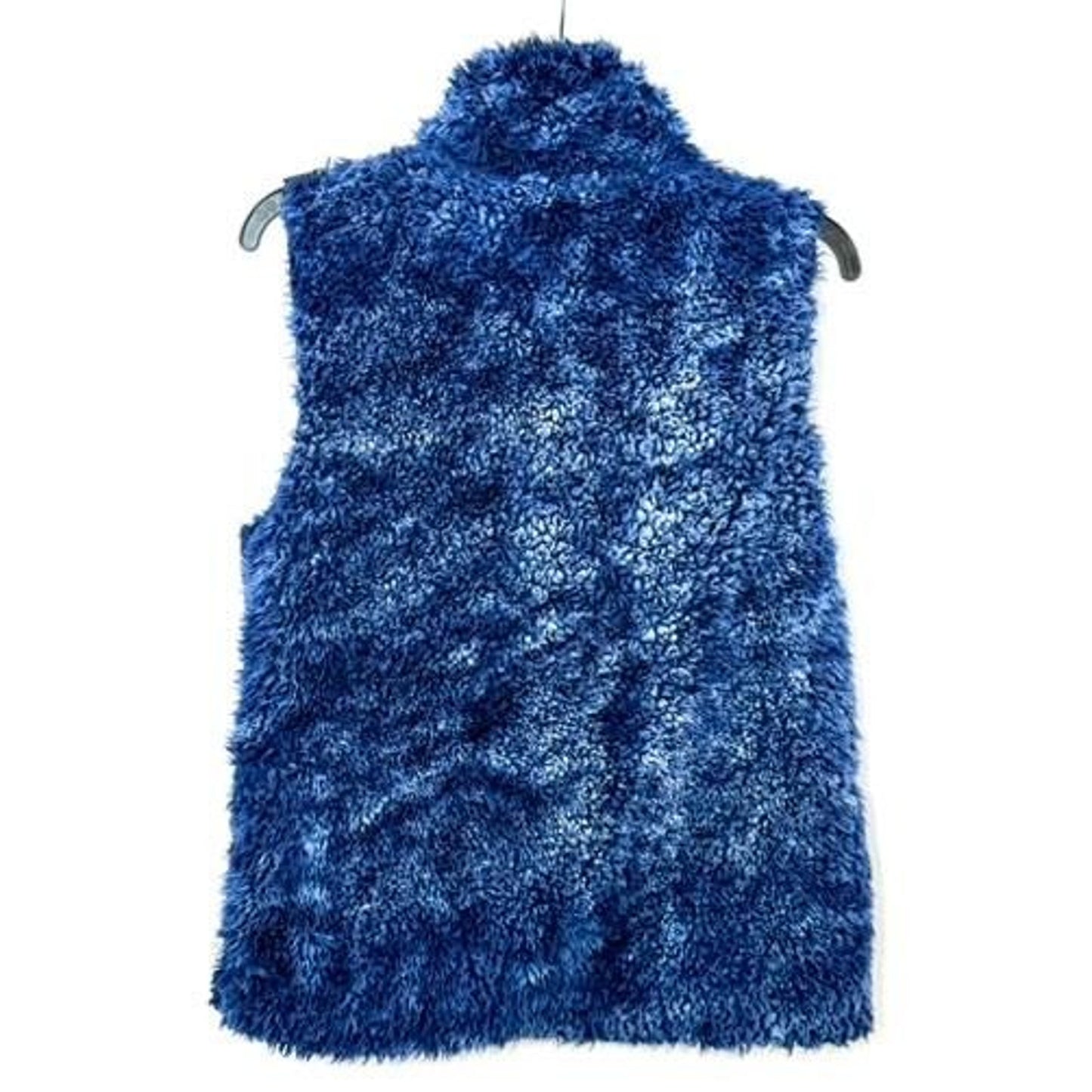 Simply Southern Sherpa Fleece Vest Womens Medium Blue Full Zip Faux Fur Collar