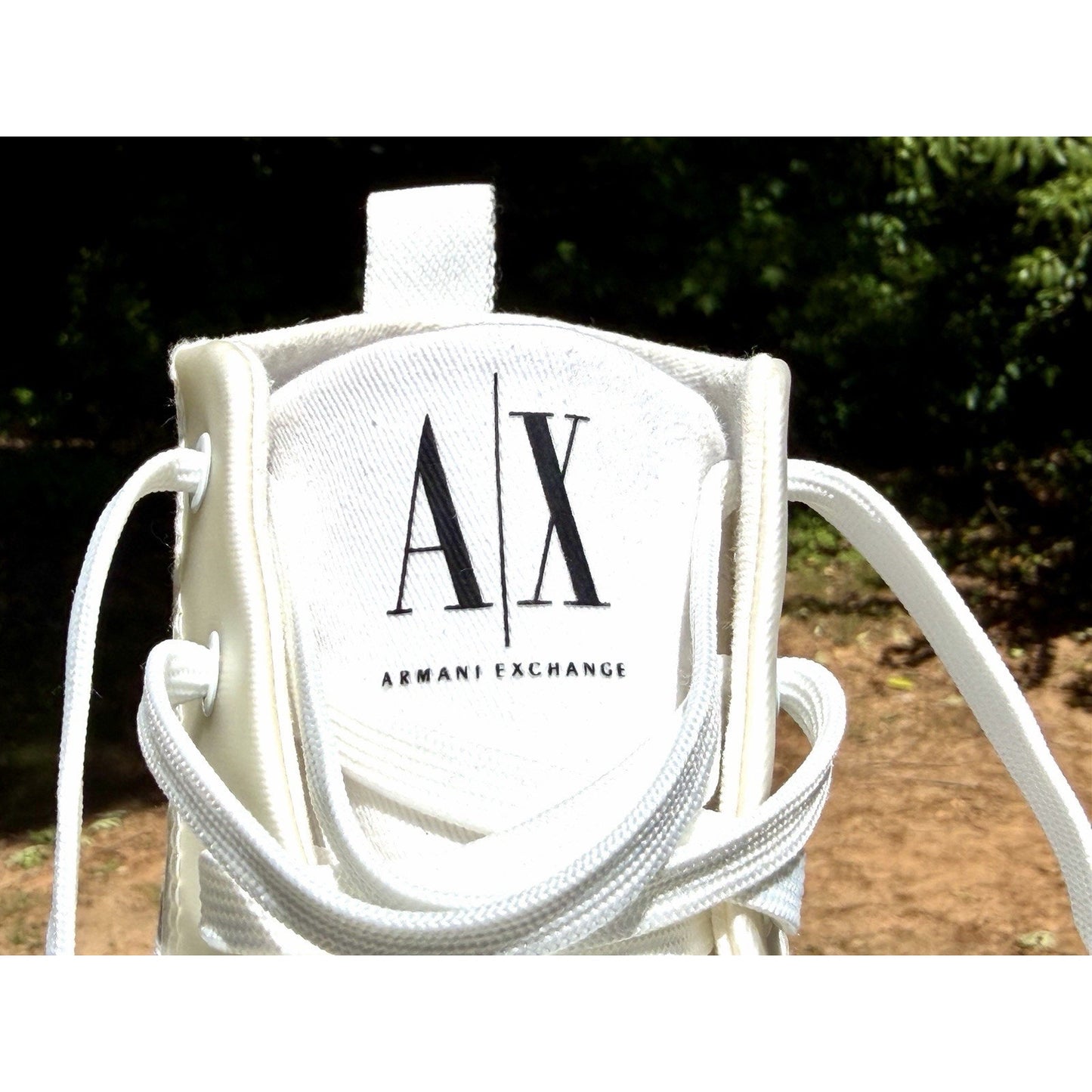 Armani Exchange Men's High Top Icon Logo Canvas Sneakers White Size 11 Excellent