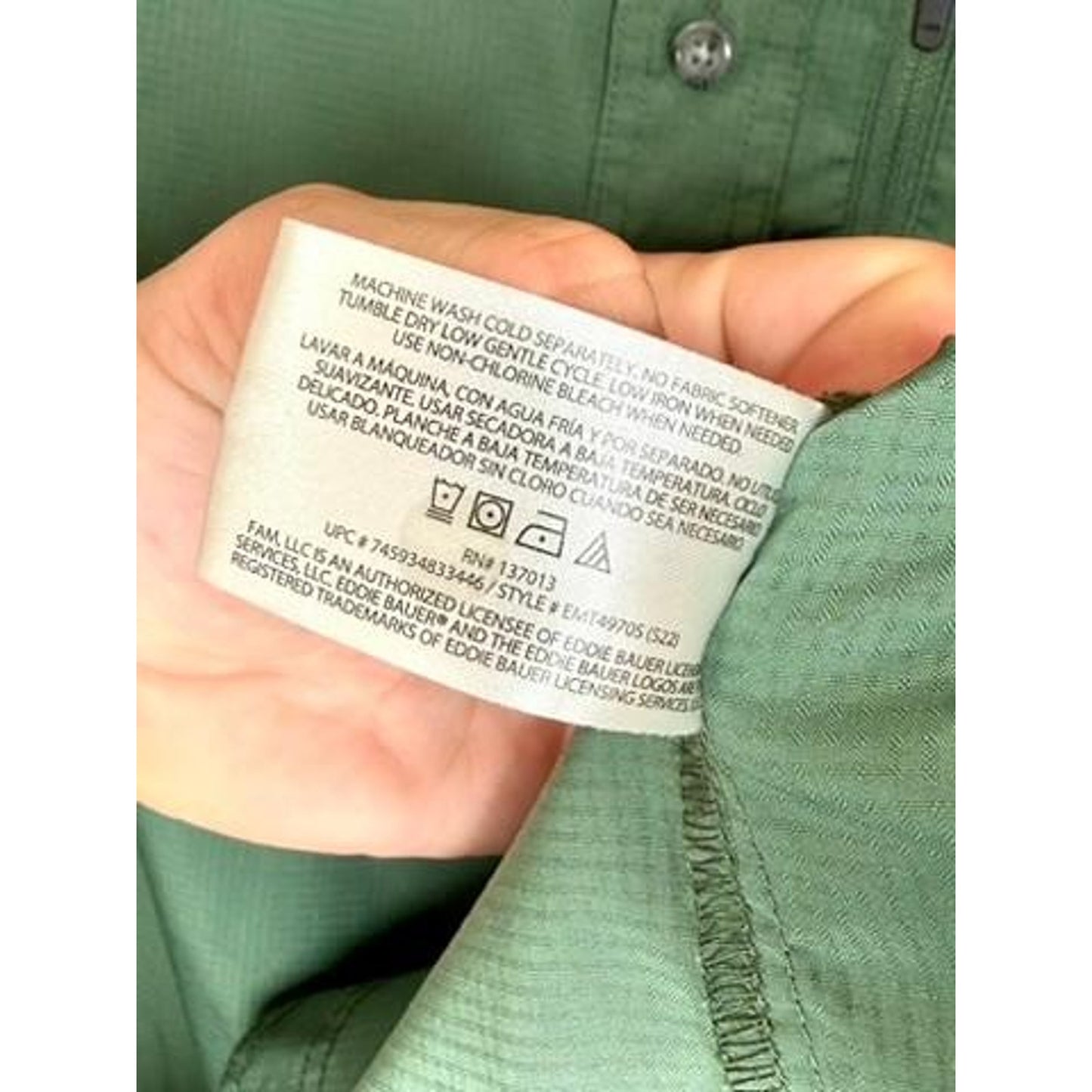 Eddie Bauer Fishing Shirt Mens XL Green Short Sleeve Button Up Ventilated Mesh