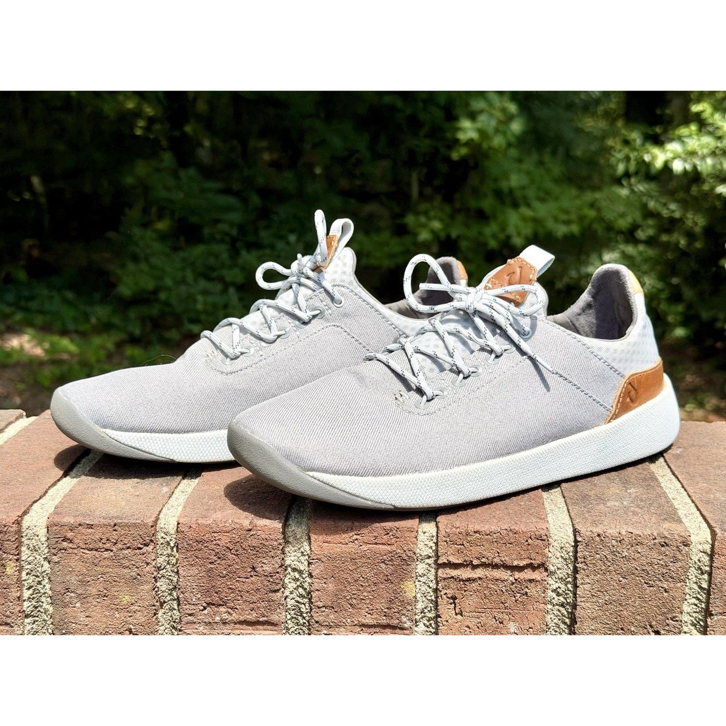 Olukai Nanea Li Men 8.5 Gray Canvas Comfort Lace Up Sneakers lightweight Summer