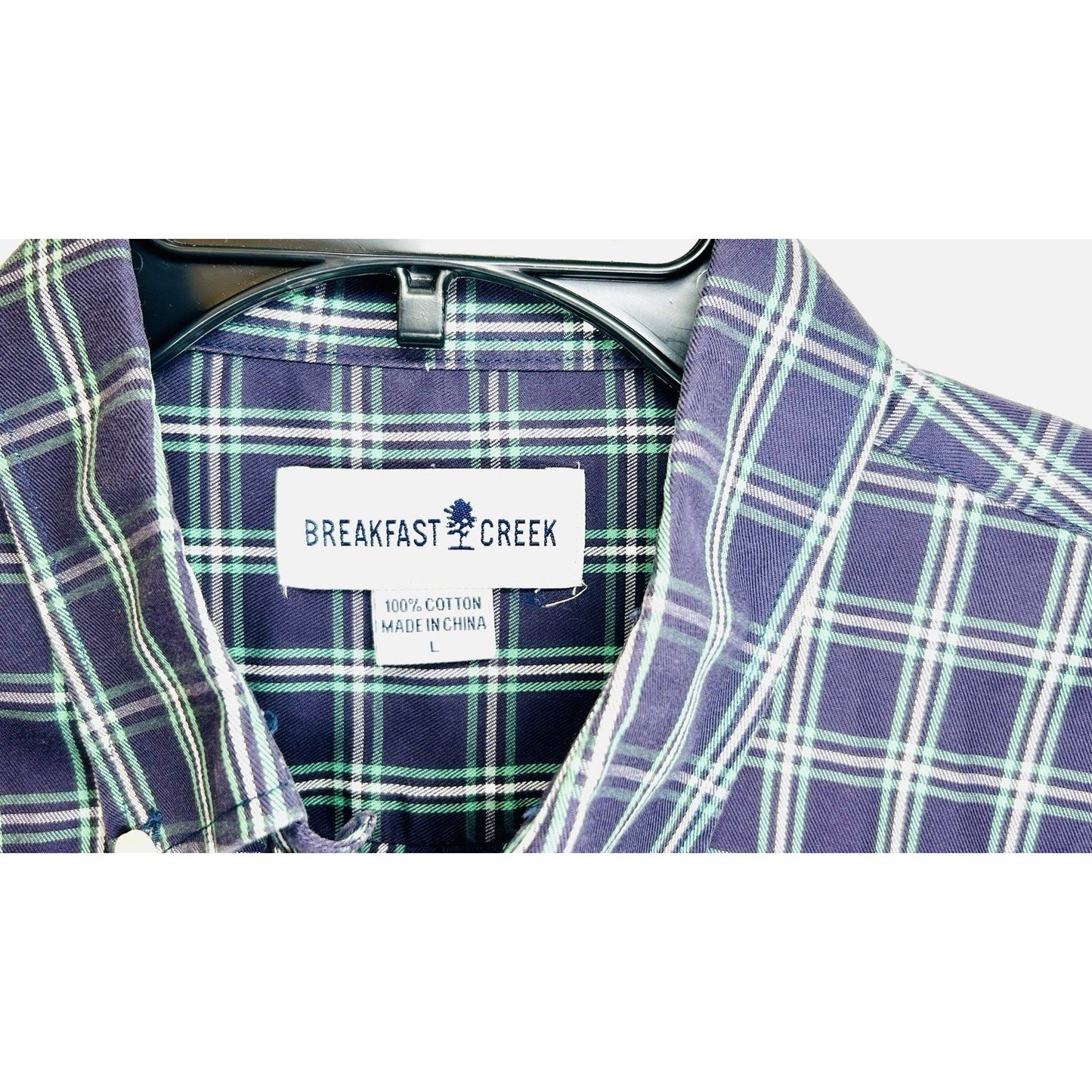 Breakfast Creek Blue/Green Checkered Long Sleeve Button Up Shirt