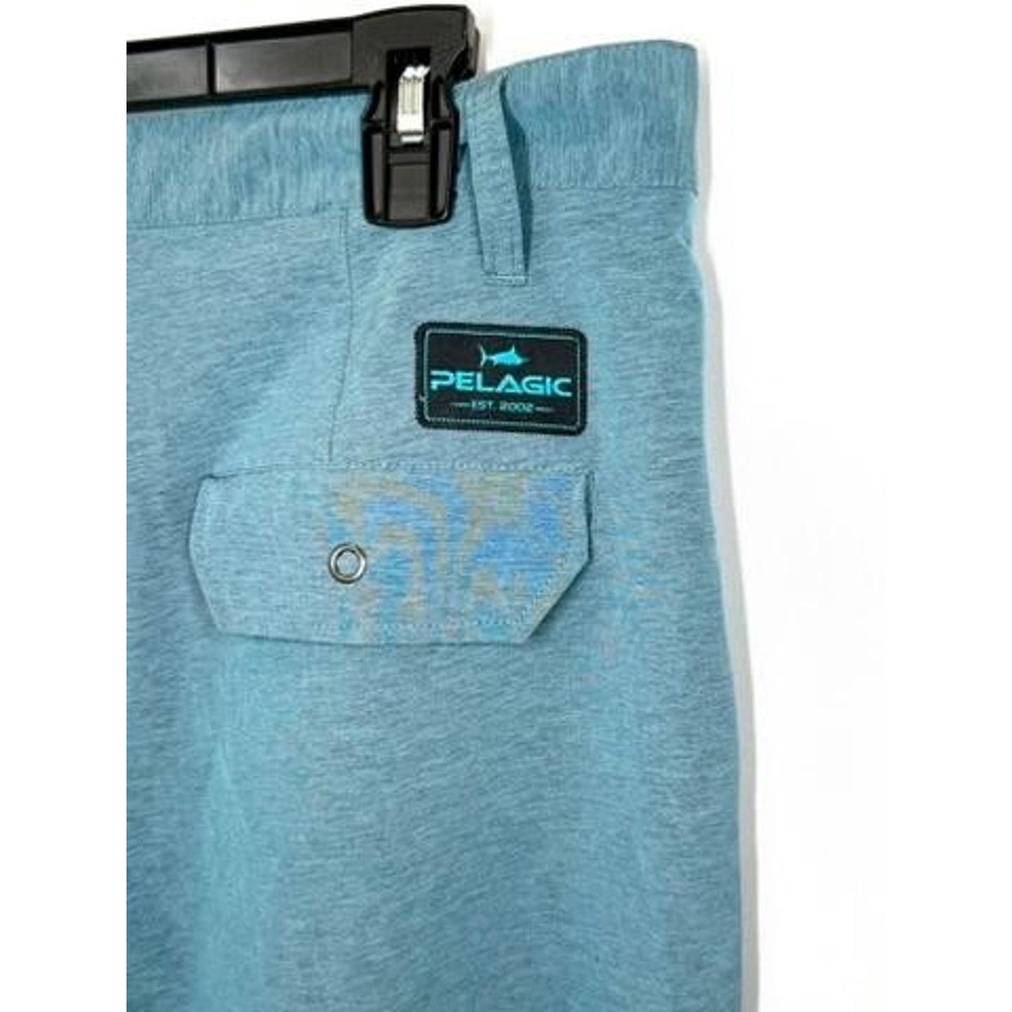 Pelagic Mako Hybrid Shorts Mens 34 Blue Gray Fishing Boardshorts Walk Shorts