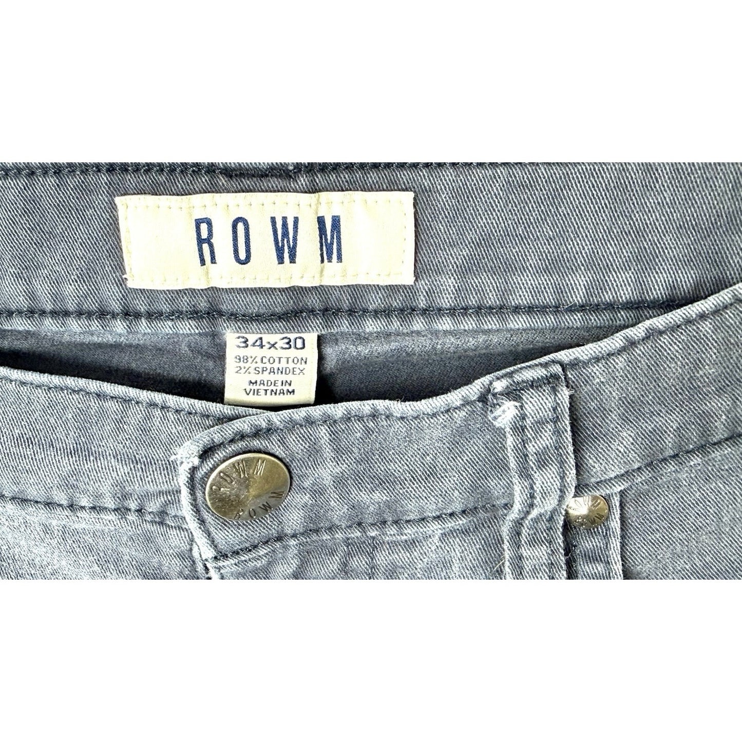 ROWM Blue Wash Denim Jeans Men’s Size 34x30 Slim Straight Leg Jeans